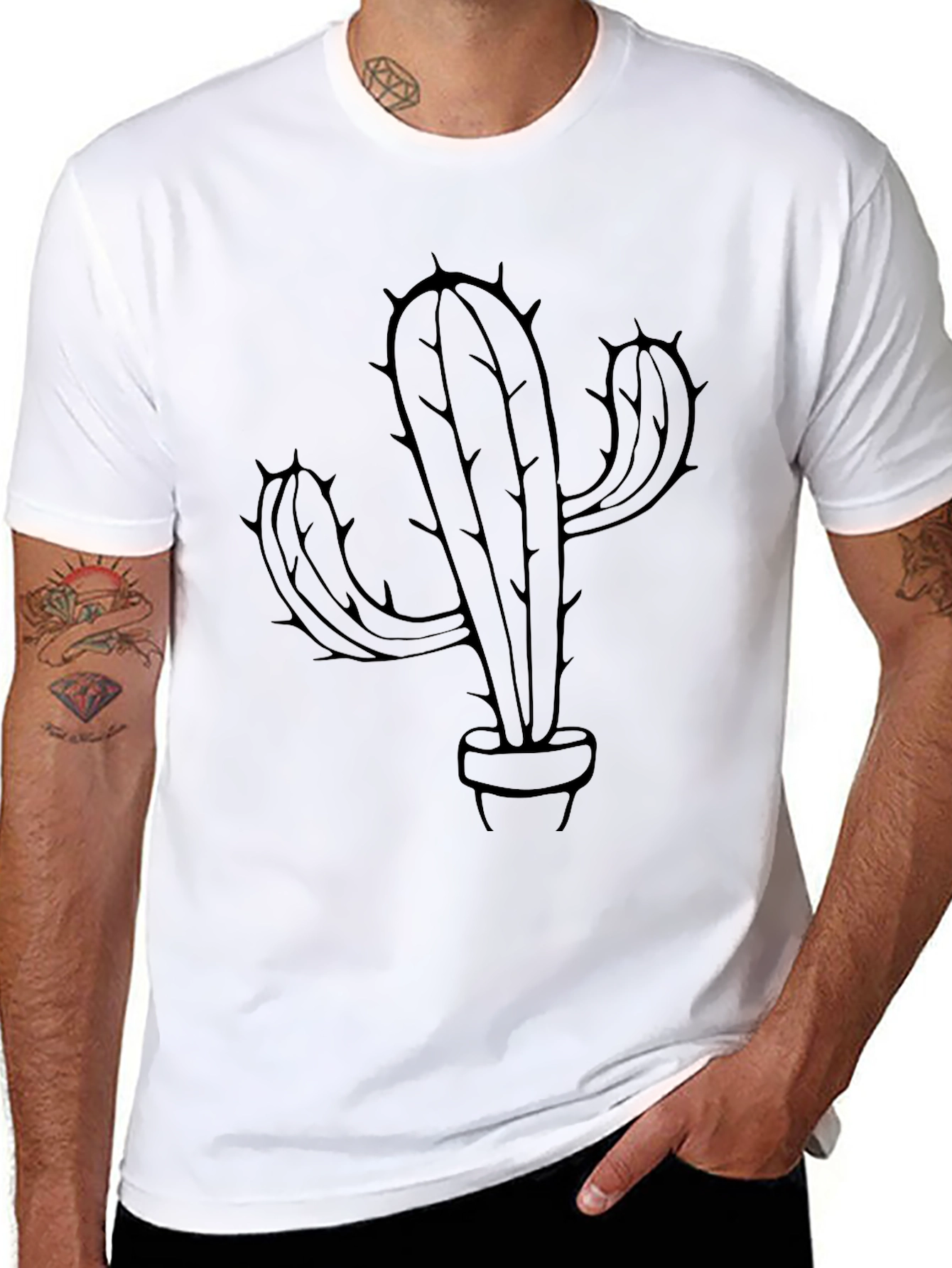 Black Black Cactus Print T-Shirt view 8