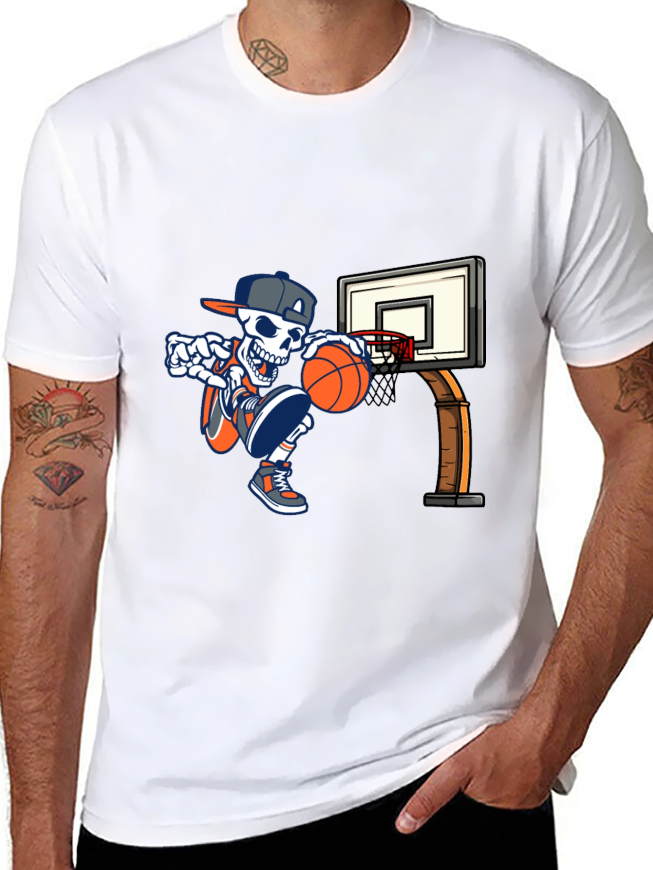 Black Cool Skeleton Basketball T-Shirt view 8