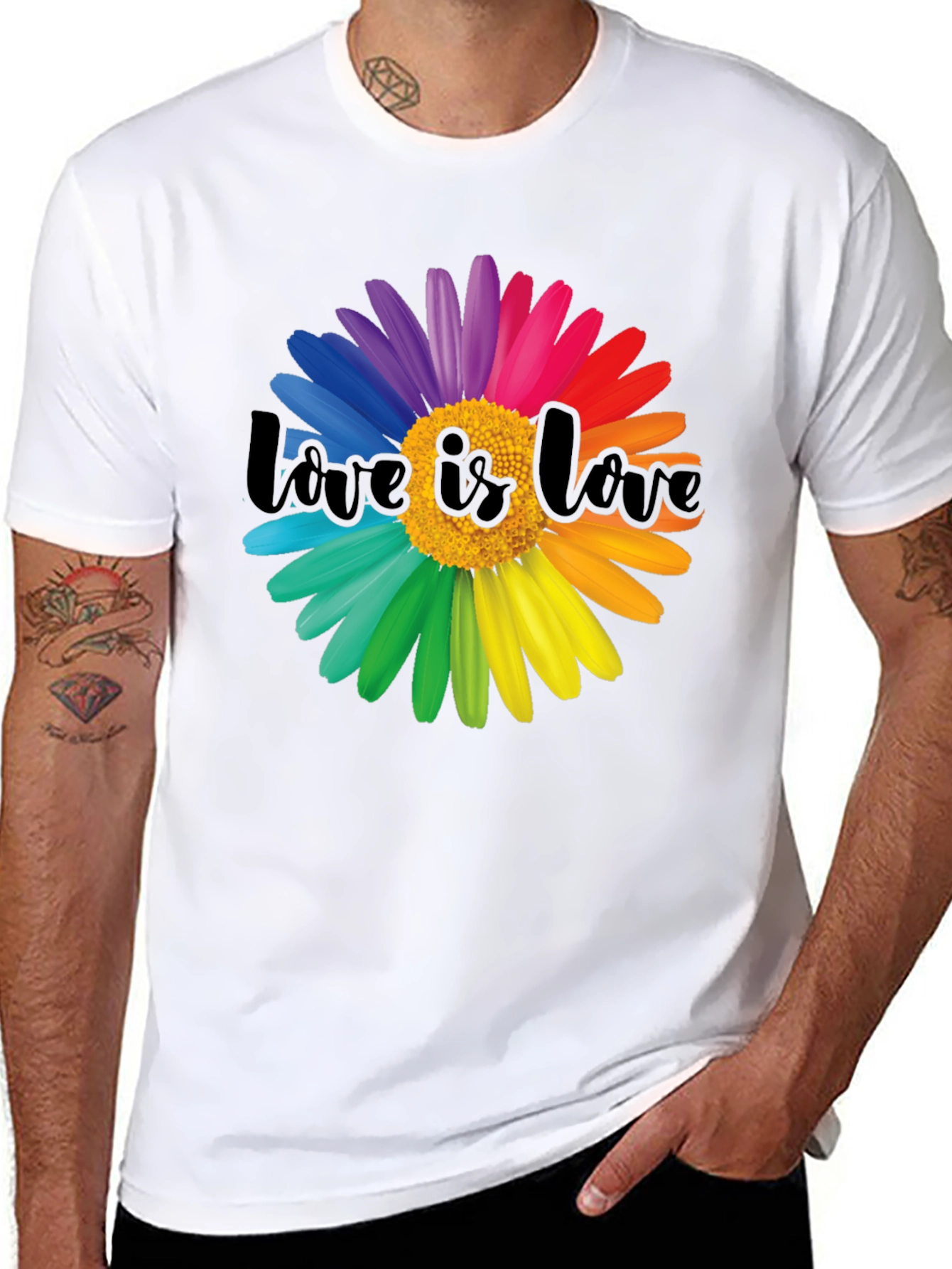 Black Love is Love Rainbow Flower Graphic Tee view 8