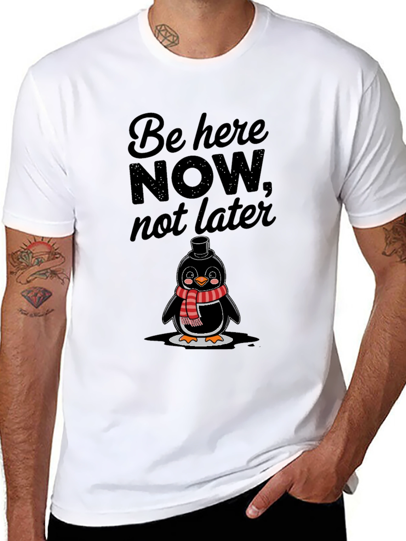 Black Be Here Now Penguin Graphic Tee - Black view 8