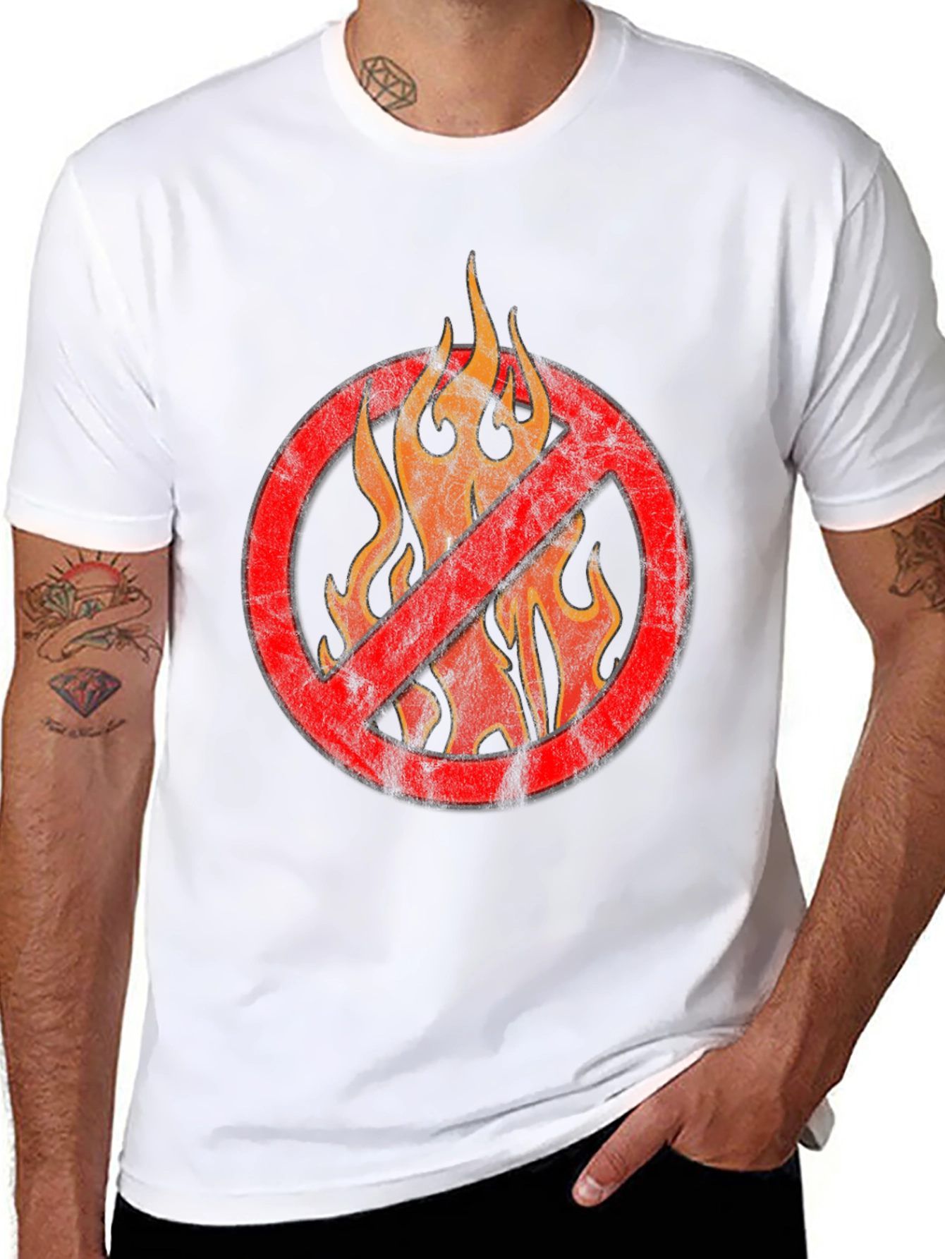 Black No Flames Graphic T-Shirt - Black view 8