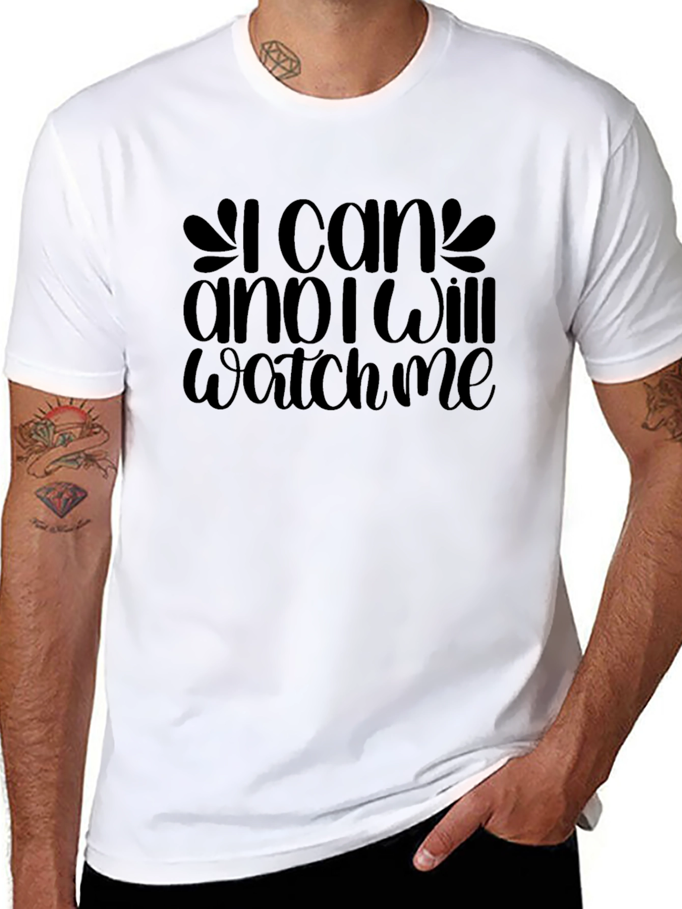 Black Motivational T-Shirt - I Can and I Will - Watch Me view 8