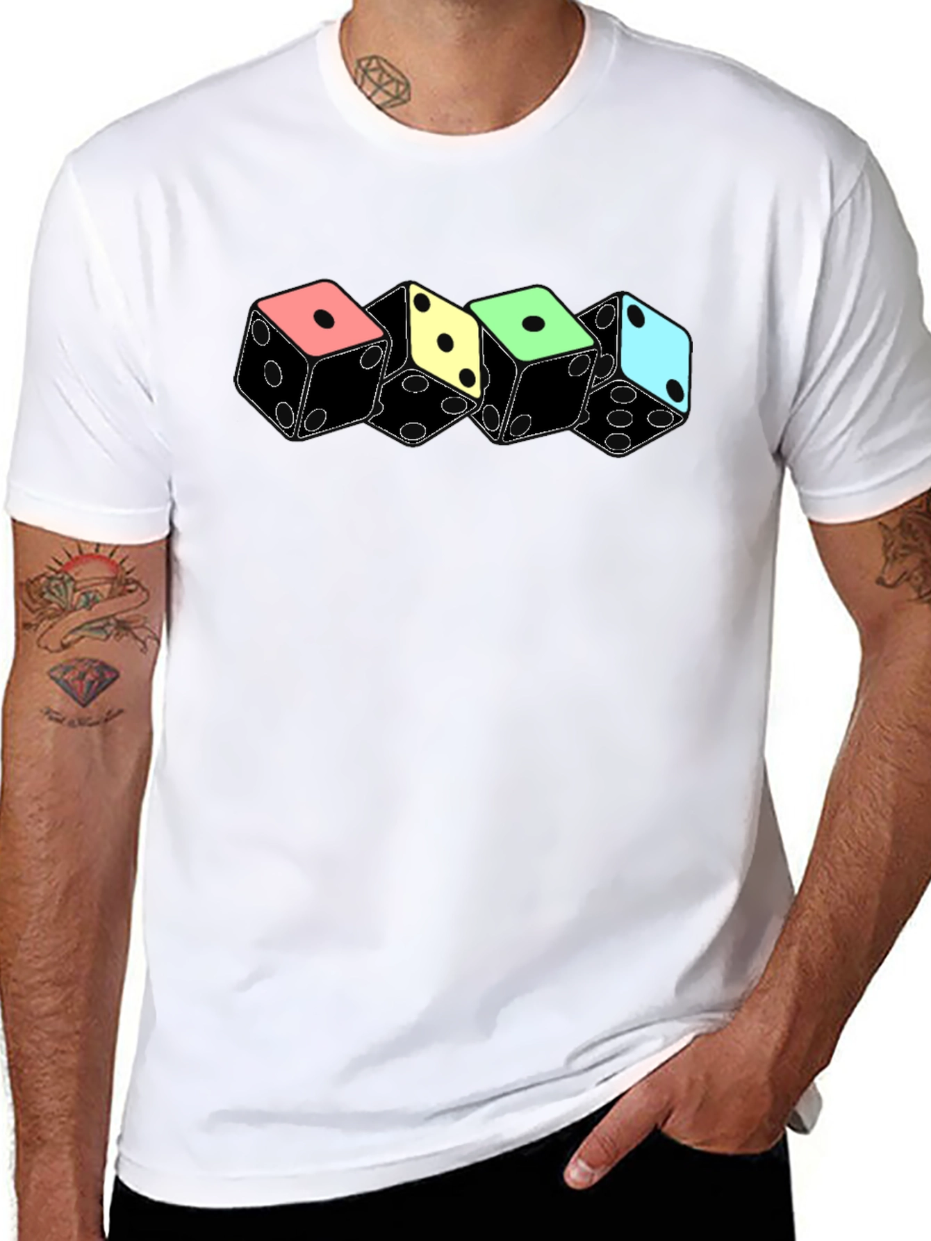 Black Dice T-Shirt - Colorful Gaming Design view 8