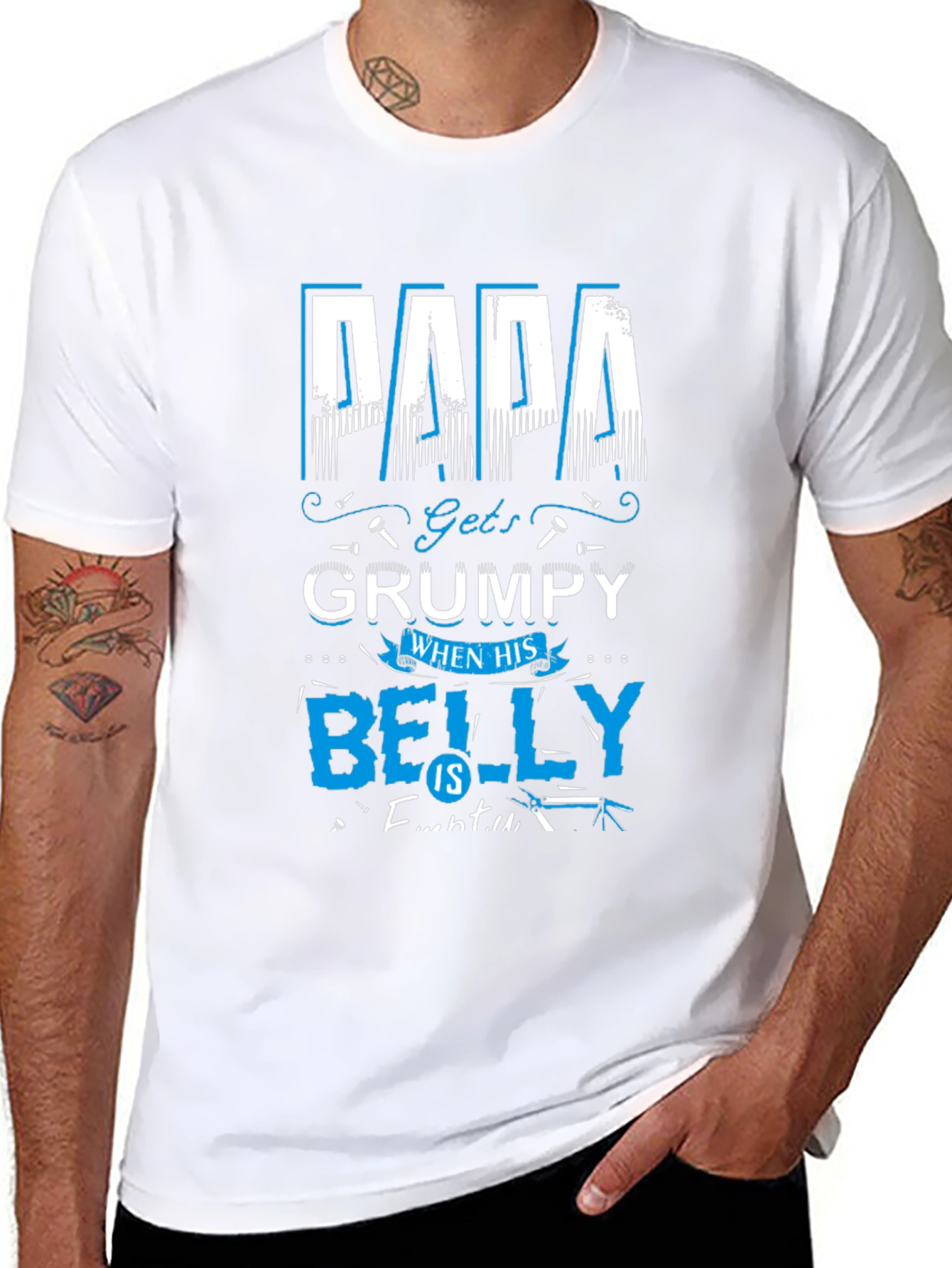 Black Papa Grumpy Belly T-Shirt - Humorous Dad Tee view 8