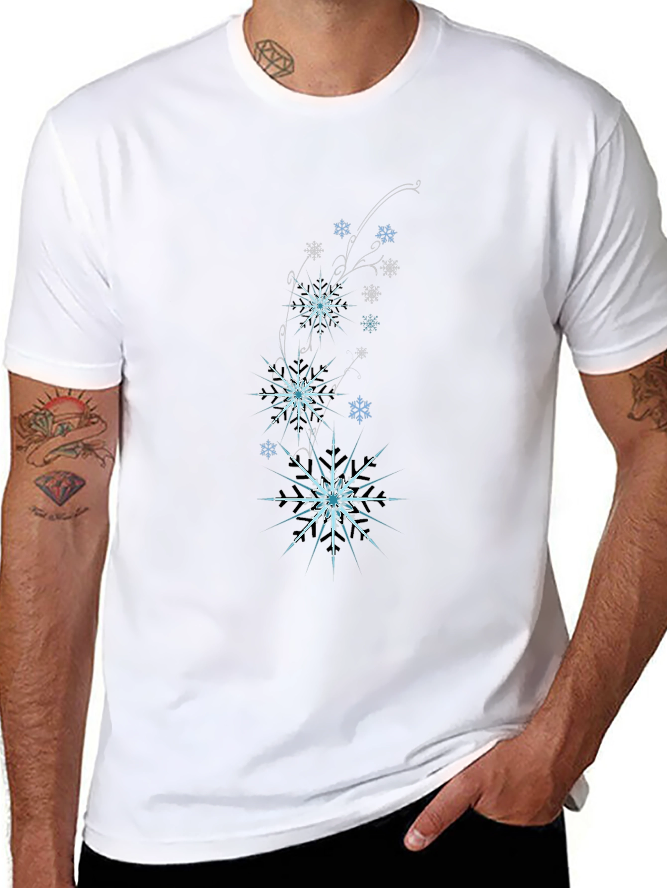 Black Snowflake Graphic Black T-Shirt view 8