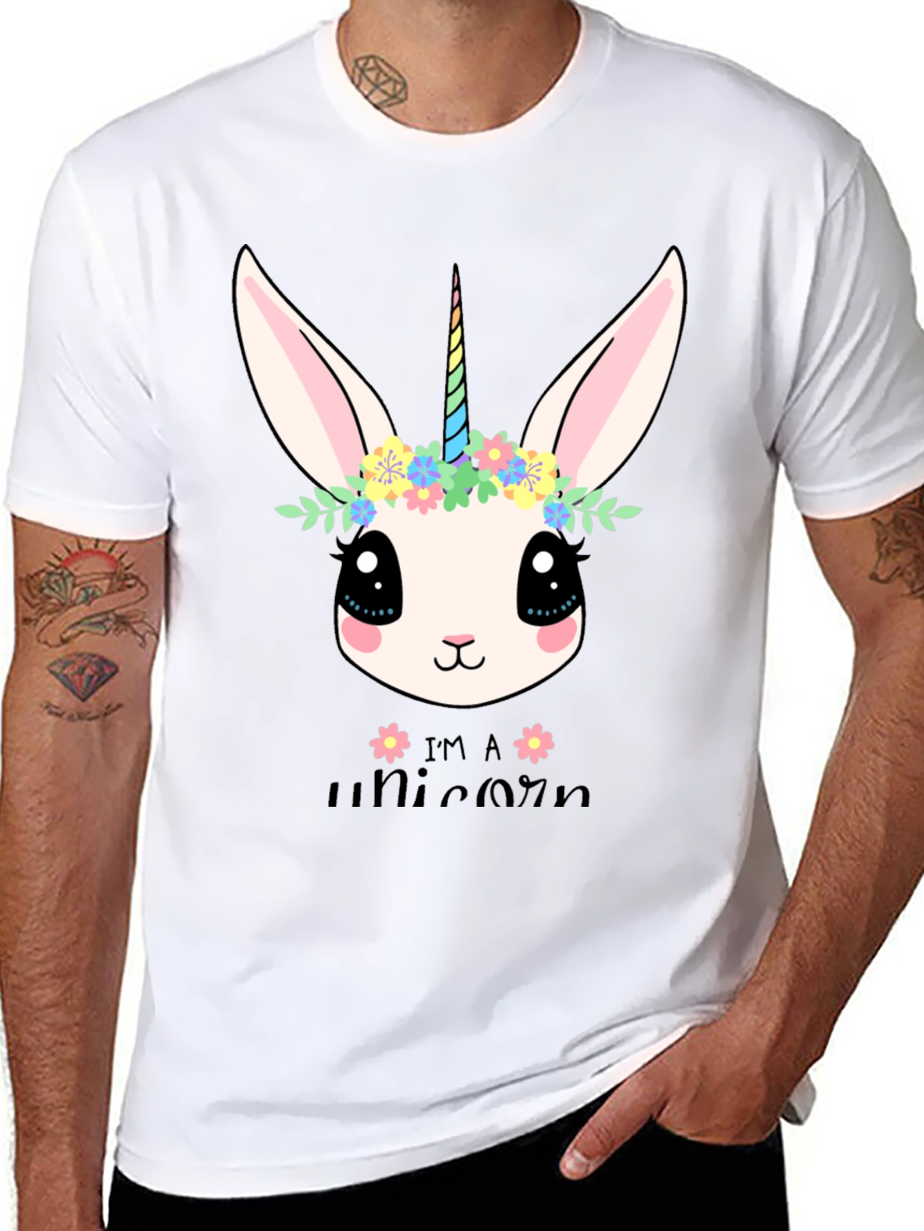 Black Unicorn Bunny Graphic Tee view 8