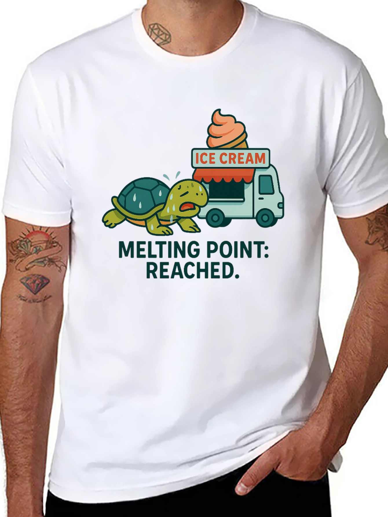 Black Melting Point Reached Turtle Ice Cream T-Shirt view 8