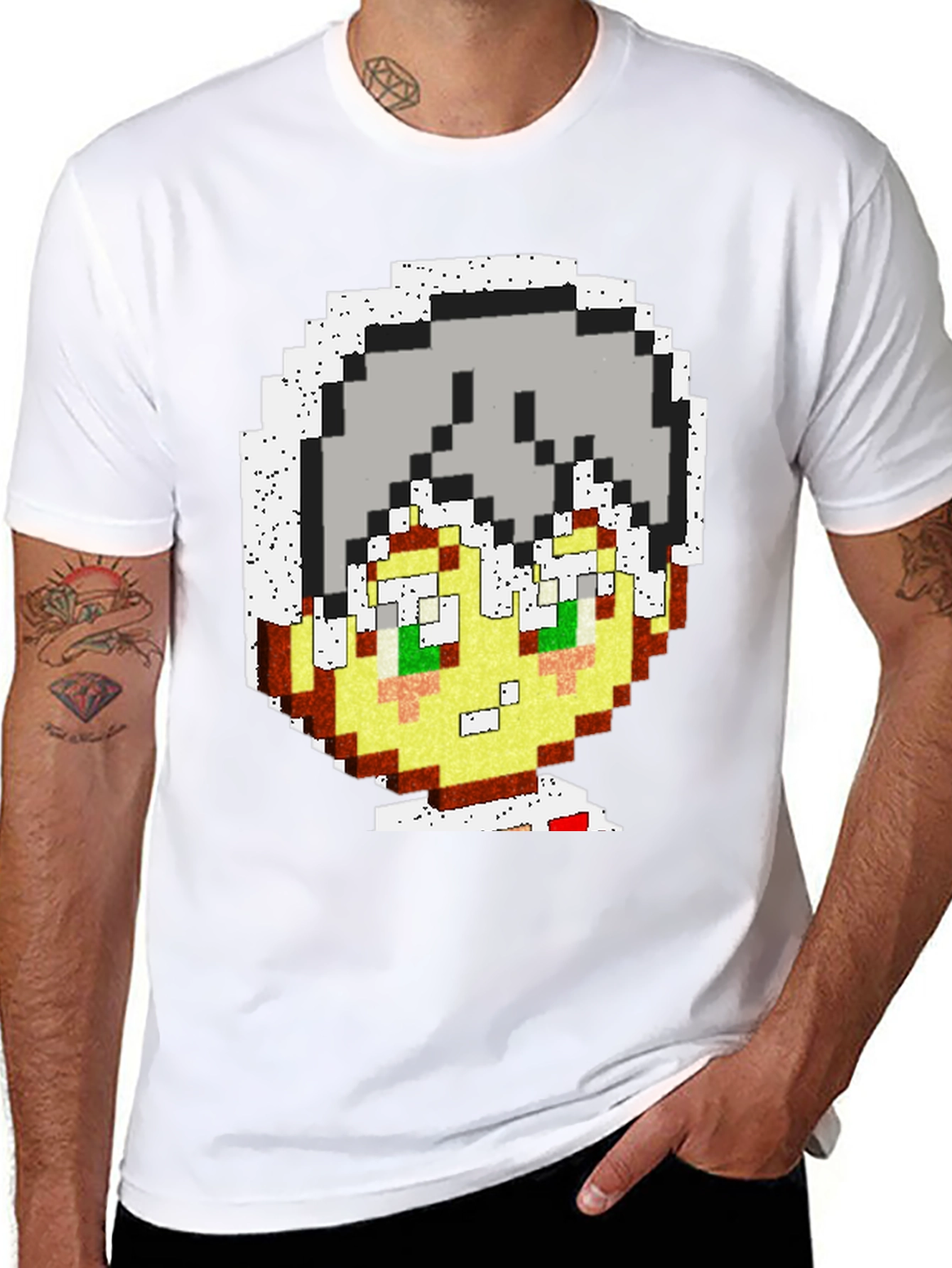 Black Pixel Art Character Graphic Tee view 8
