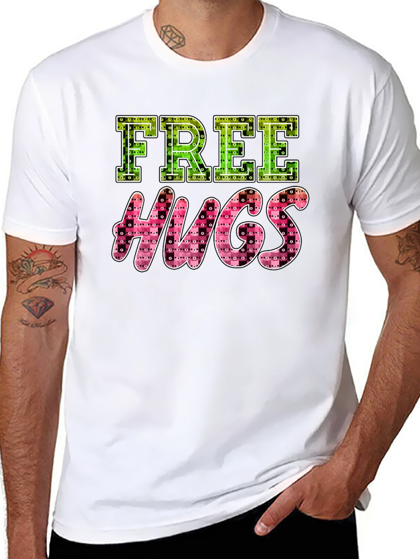 Black Free Hugs Graphic Tee view 8