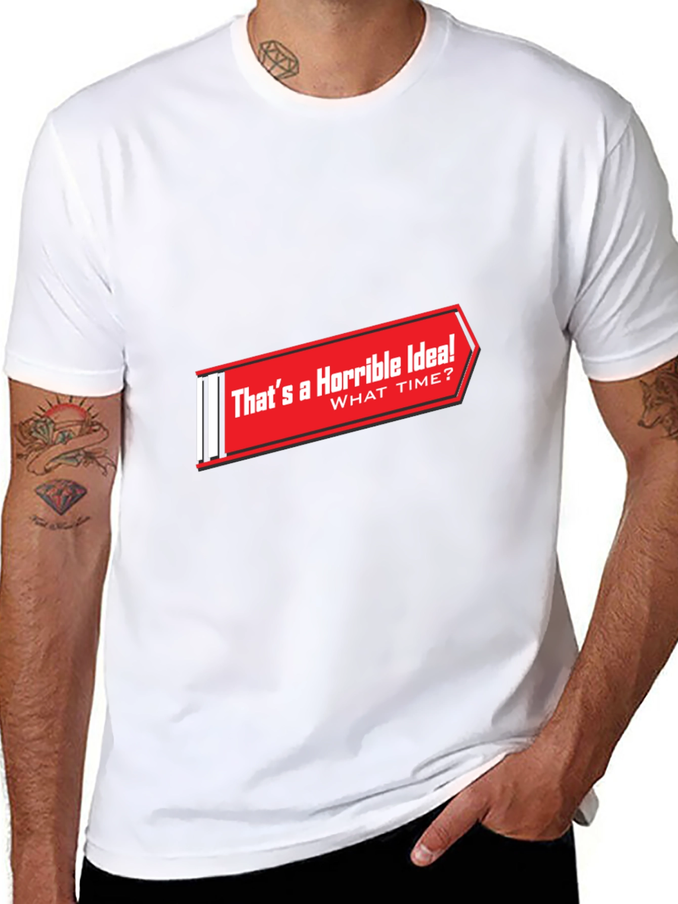 Black Horrible Idea T-Shirt - Funny Graphic Tee view 8