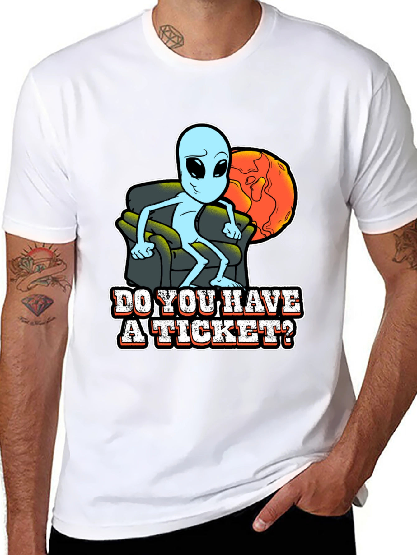 Black Alien "Do you have a ticket" Graphic T-Shirt view 8