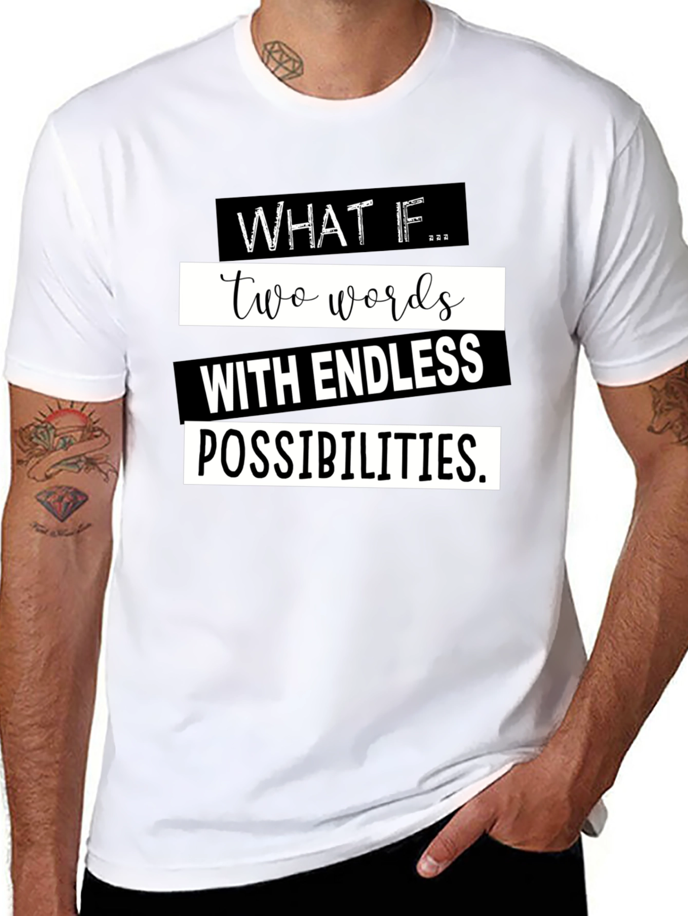 Black What If T-Shirt - Endless Possibilities Graphic Tee view 8