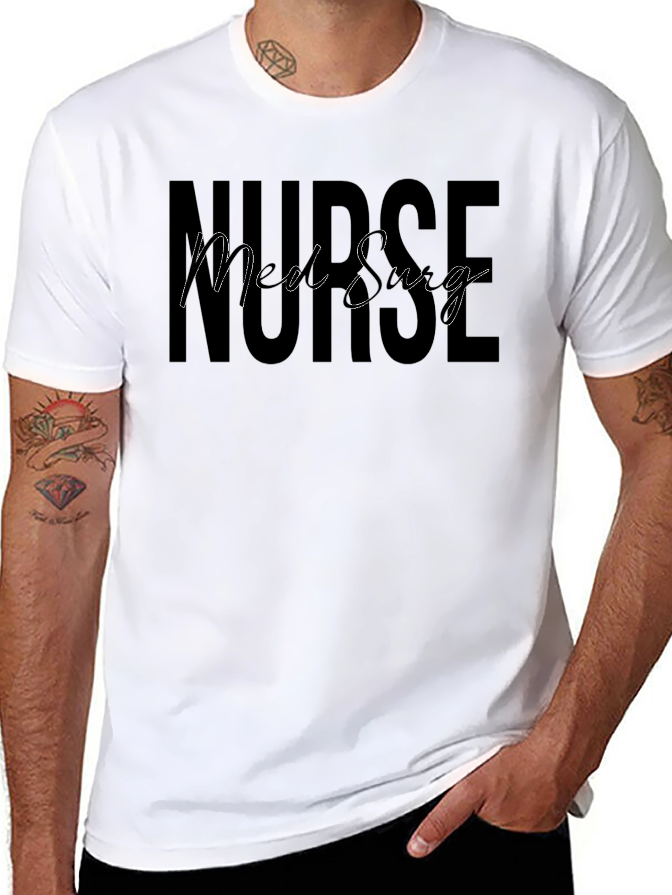 Black Med Surg Nurse Black T-Shirt view 8