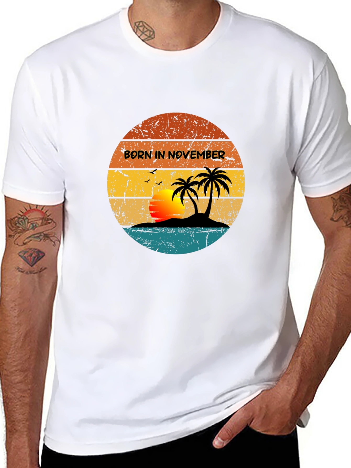 Black Born in November Tropical Sunset T-Shirt view 8