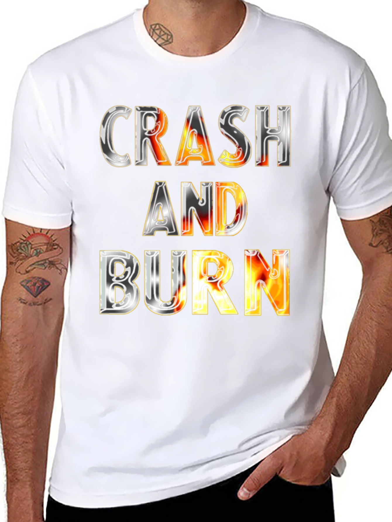 Black Crash and Burn Graphic Tee - Bold Statement T-Shirt view 8