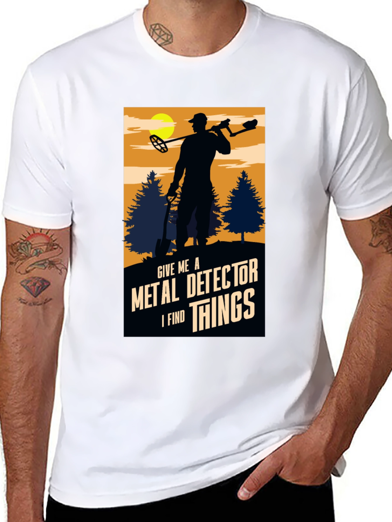 Black Metal Detector Enthusiast T-Shirt view 8