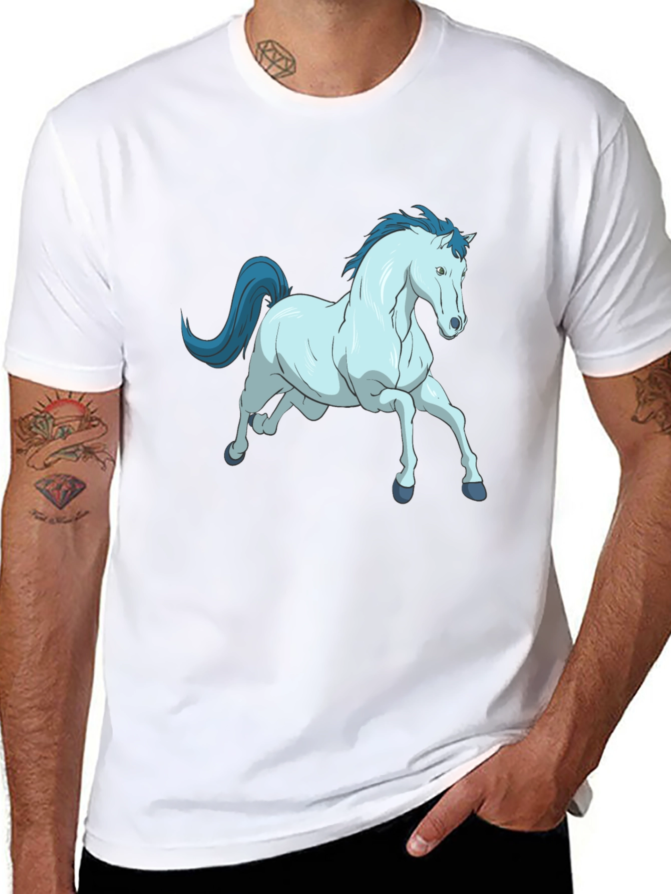 Black Horse Graphic Tee - Unique Cartoon Design view 8
