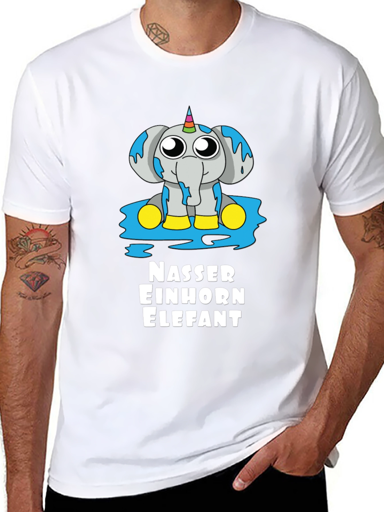Black Funny Unicorn Elephant T-Shirt view 8