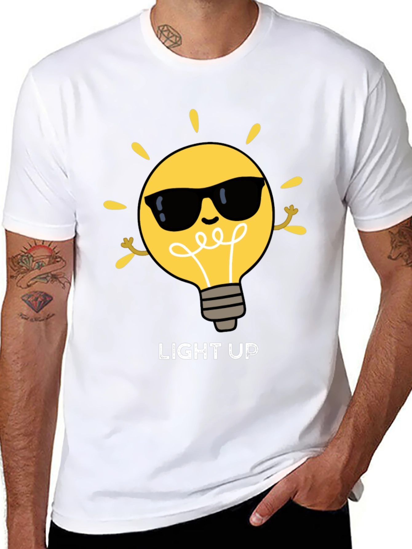 Black Light Up Graphic Tee - Cool Bulb Design view 8