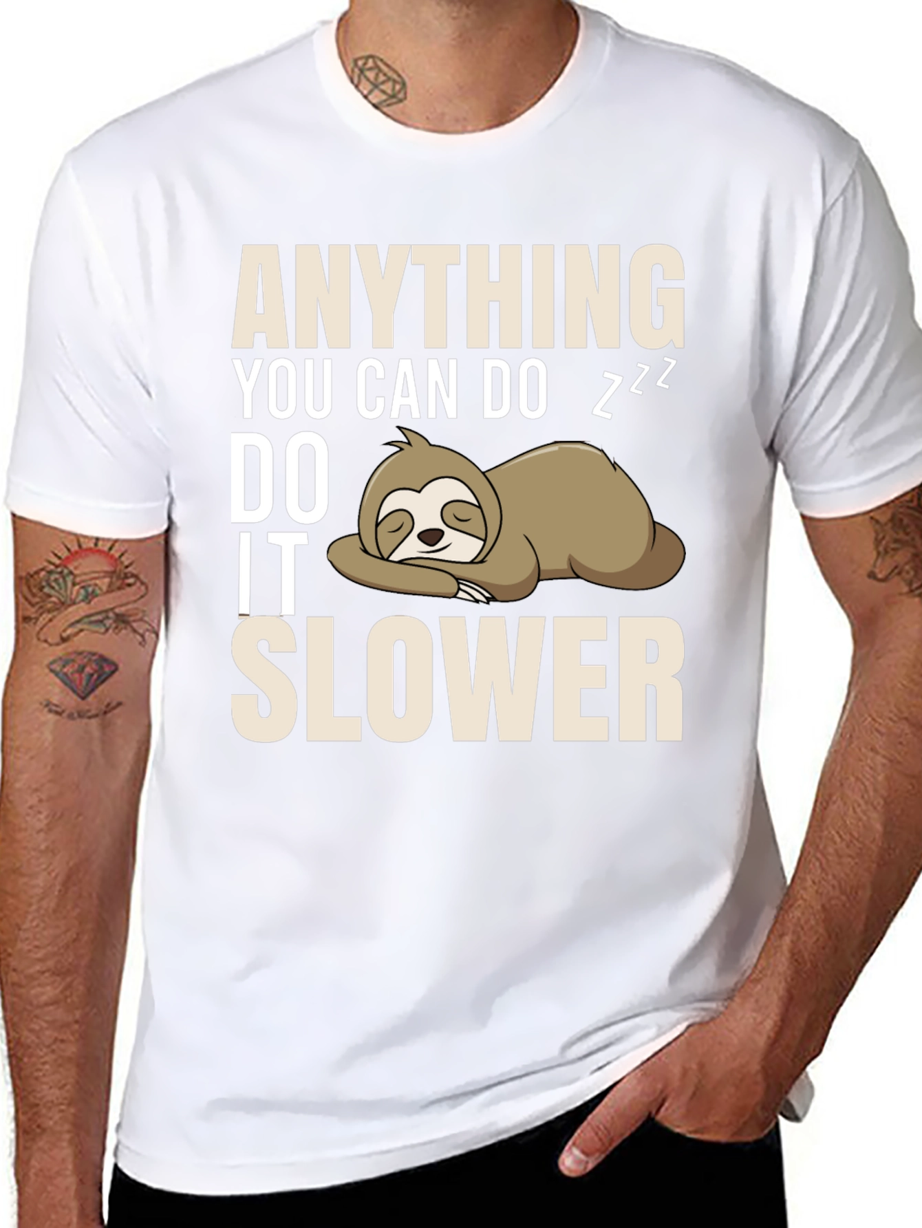 Black Anything You Can Do I Can Do It Slower Sloth T-Shirt view 8