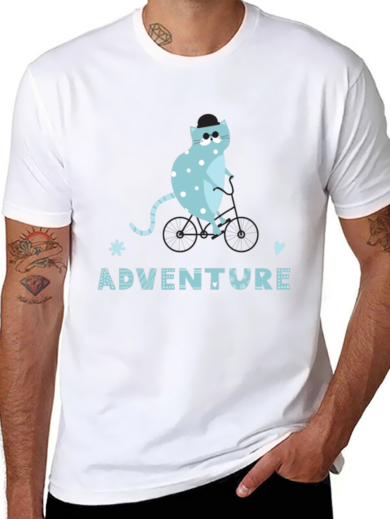 Black Adventure Cat Graphic Tee - Black Unisex T-Shirt view 8