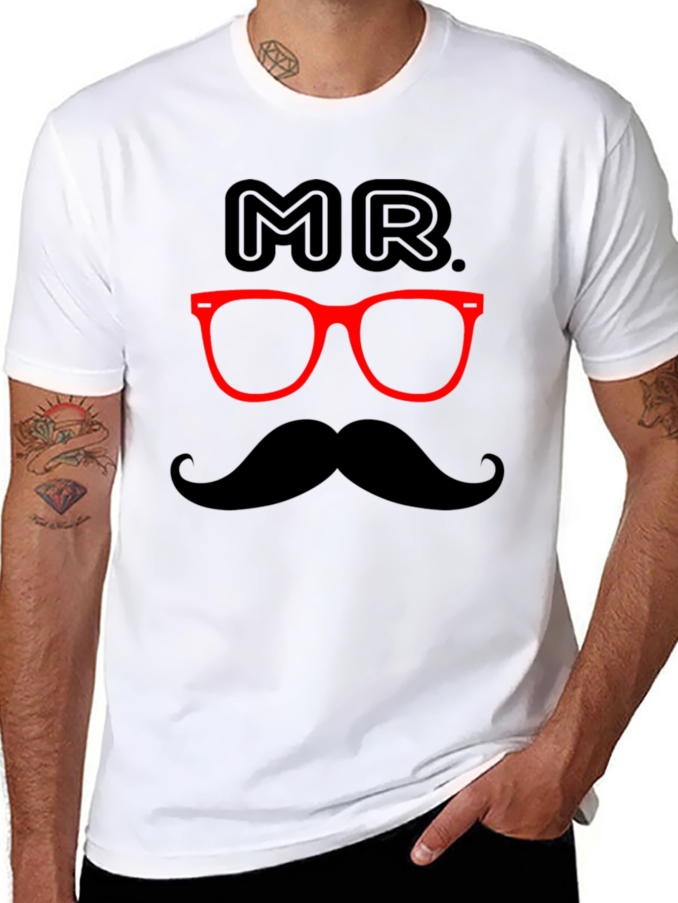 Black Mr. Mustache Graphic Tee - Black view 8
