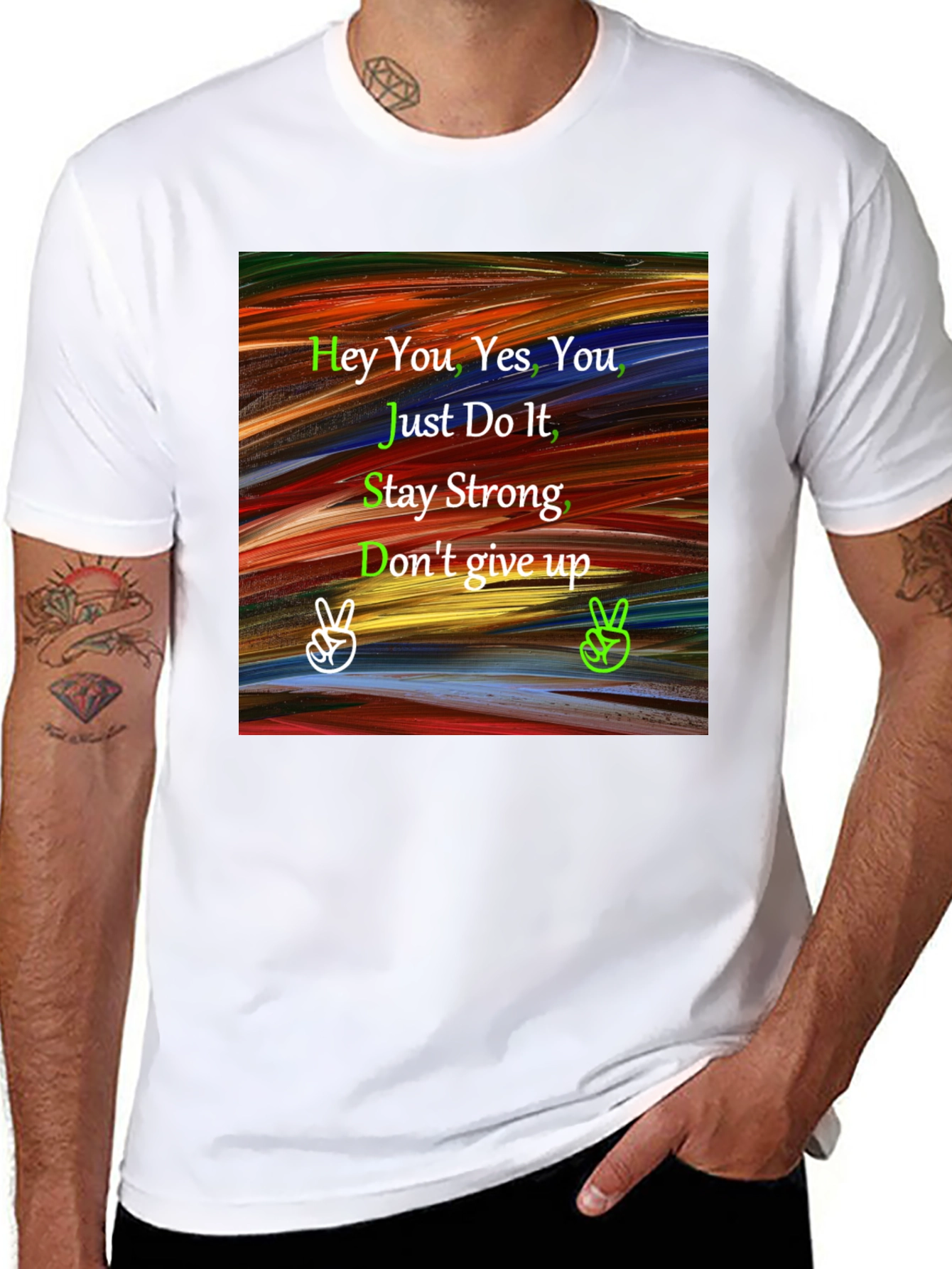 Black Motivational Graphic Tee: Hey You, Just Do It! view 8