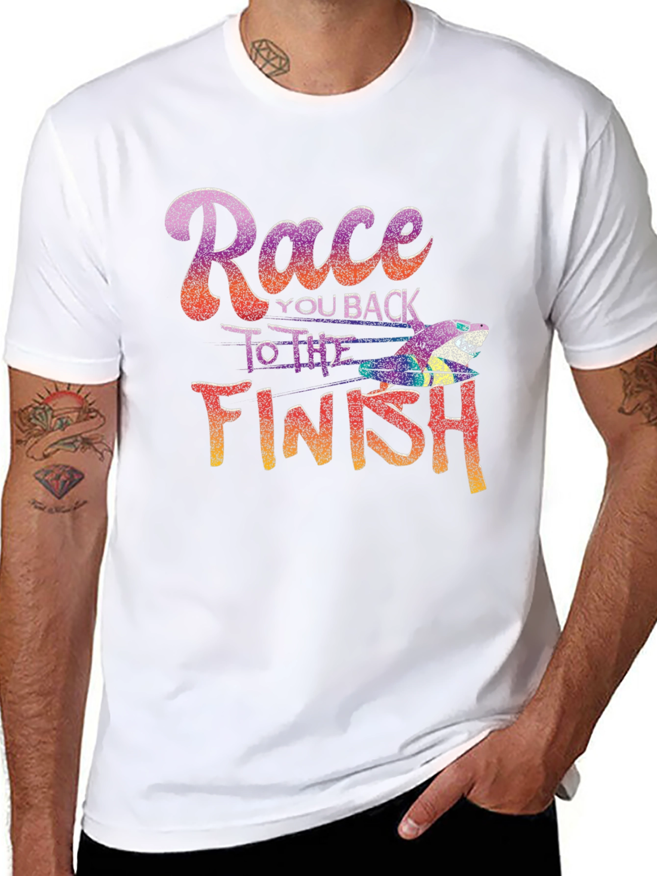 Black Race You Back to the Finish T-Shirt view 8