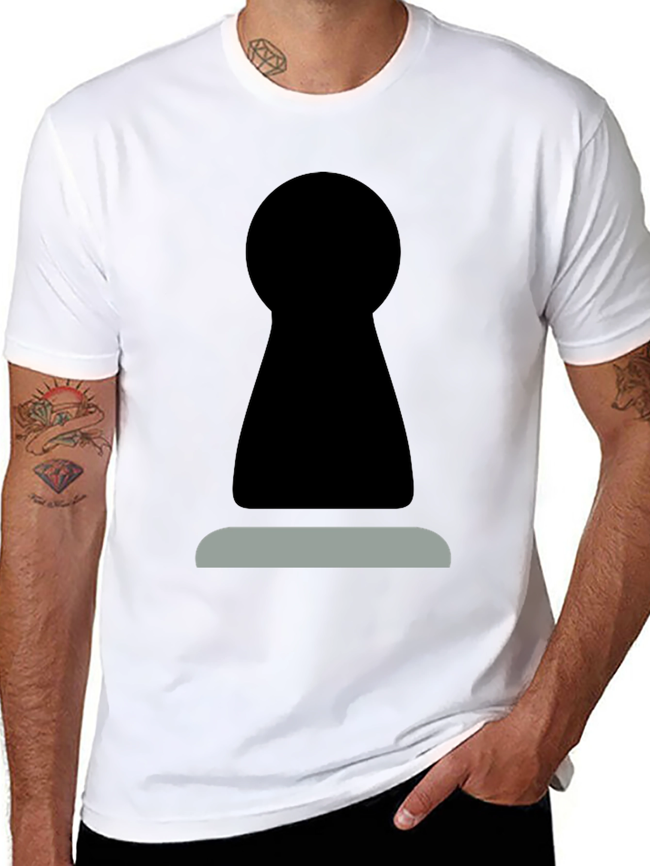 Black Abstract Keyhole Graphic Tee - Modern Style view 8