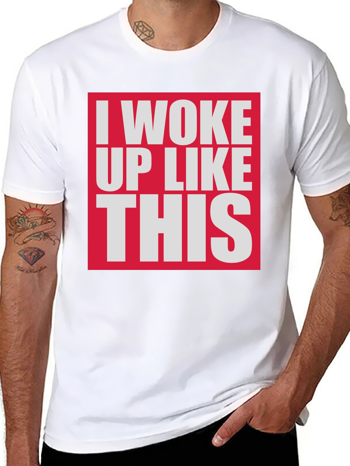 Black I Woke Up Like This Graphic Tee - Black Cotton T-Shirt view 8