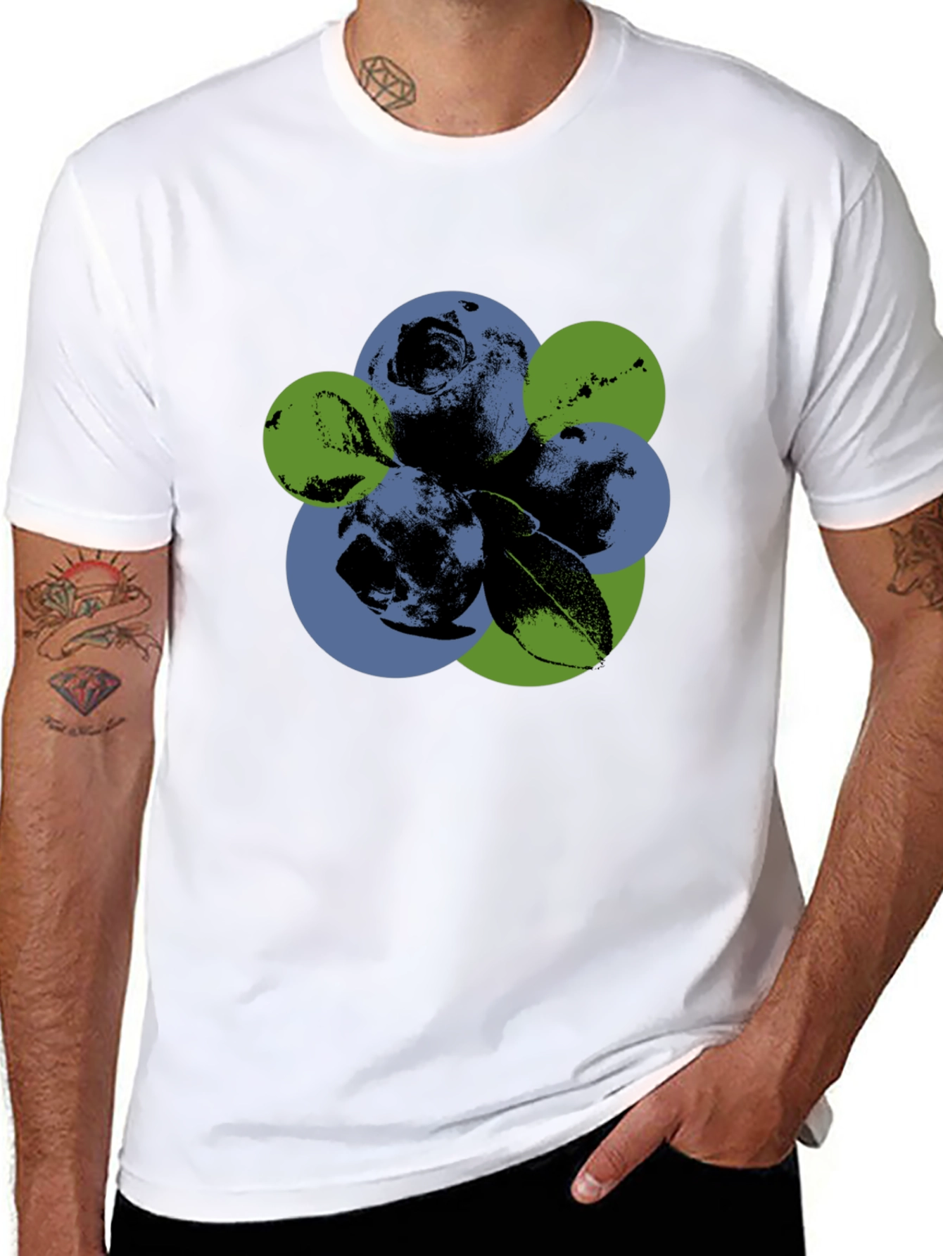 Black Abstract Blueberry Graphic T-Shirt view 8