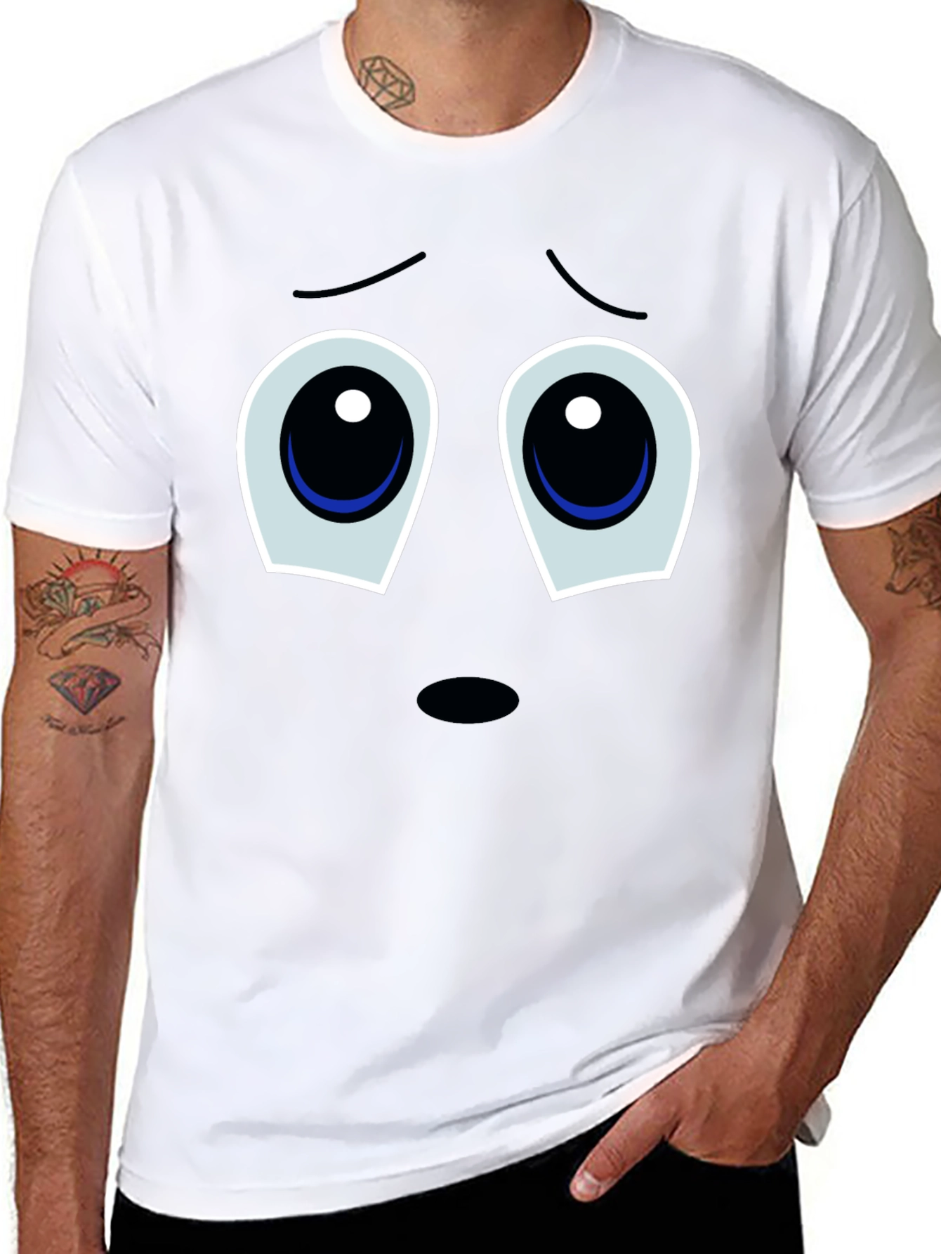 Black Sad Eyes T-Shirt - Black Graphic Tee view 8