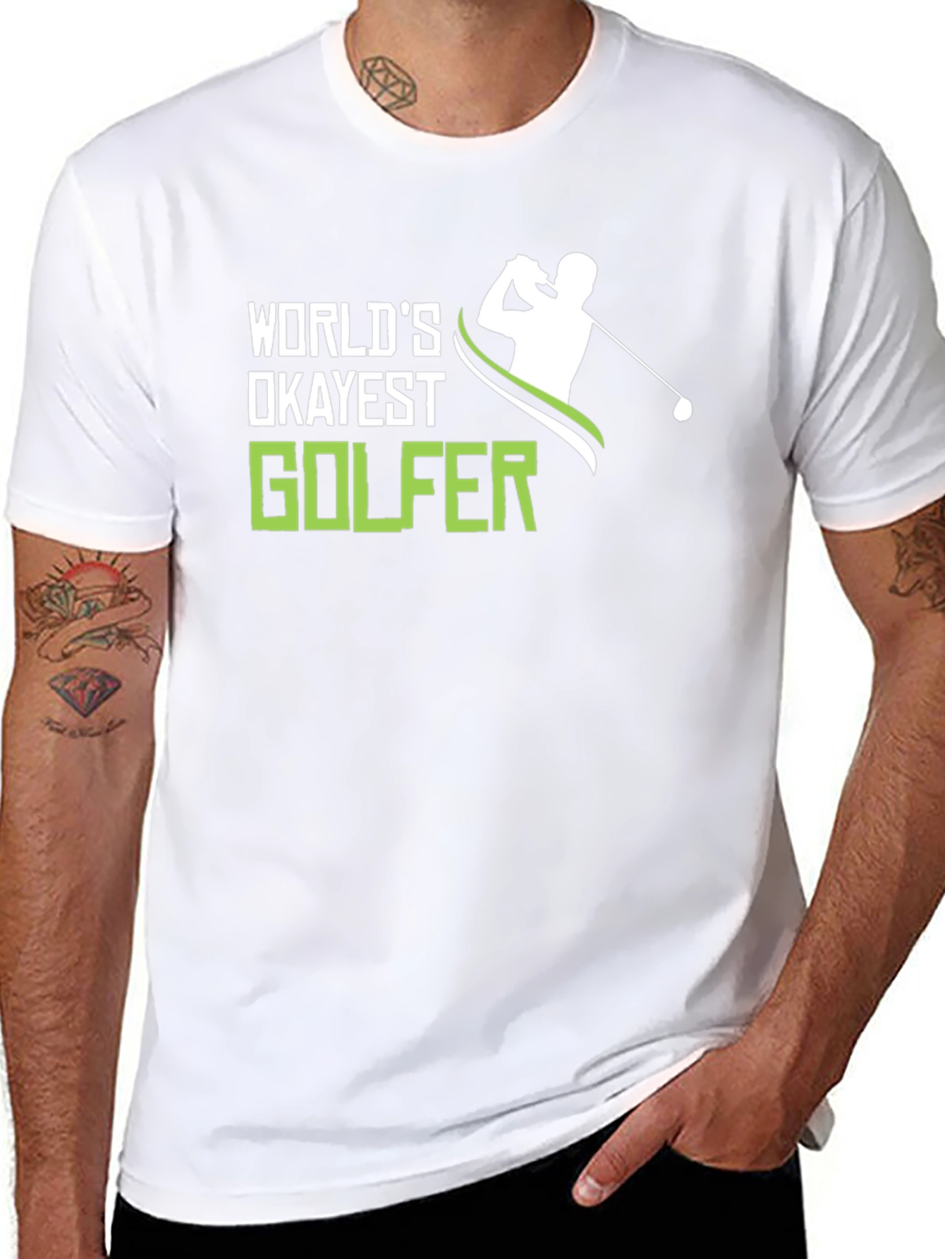 Black World's Okayest Golfer T-Shirt - Funny Golf Tee view 8