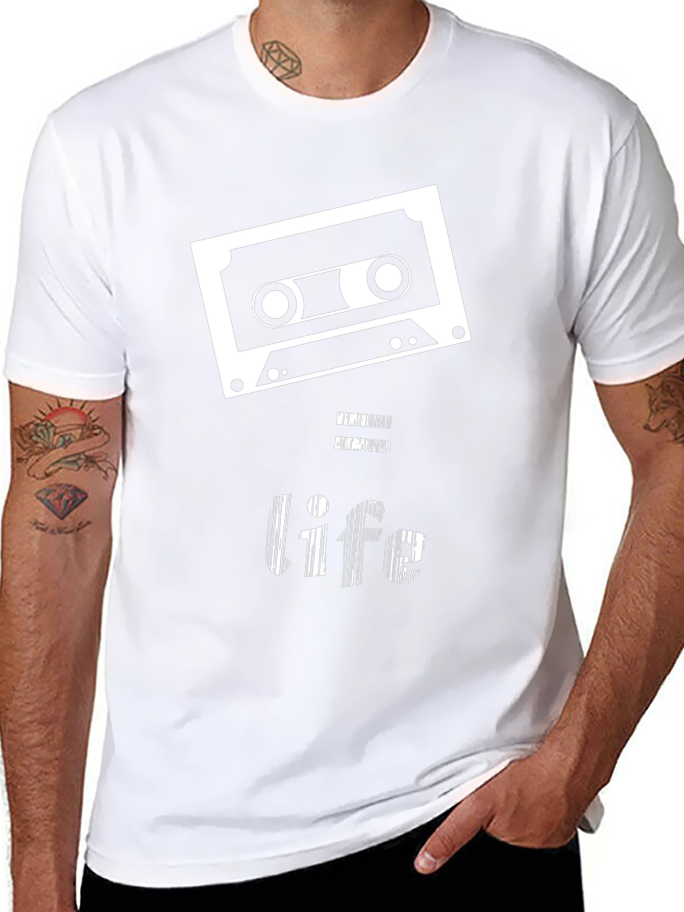 Black Retro Cassette Tape "Life" Graphic Tee view 8