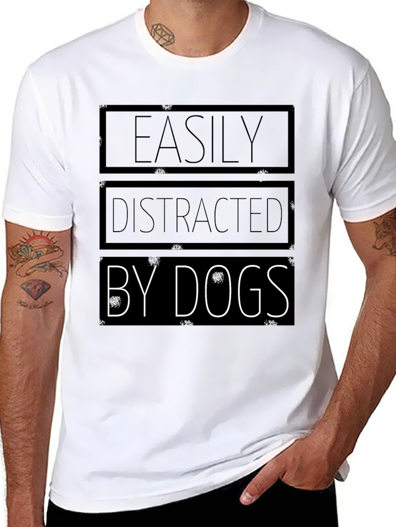 Black Easily Distracted by Dogs - Graphic T-Shirt view 8