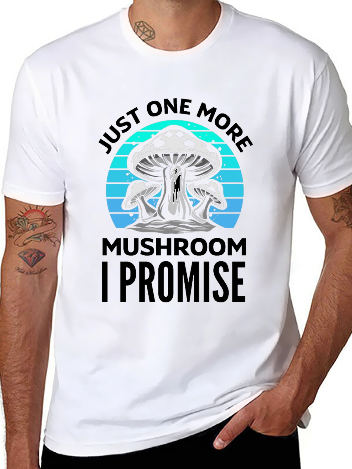 Black Just One More Mushroom T-Shirt view 8