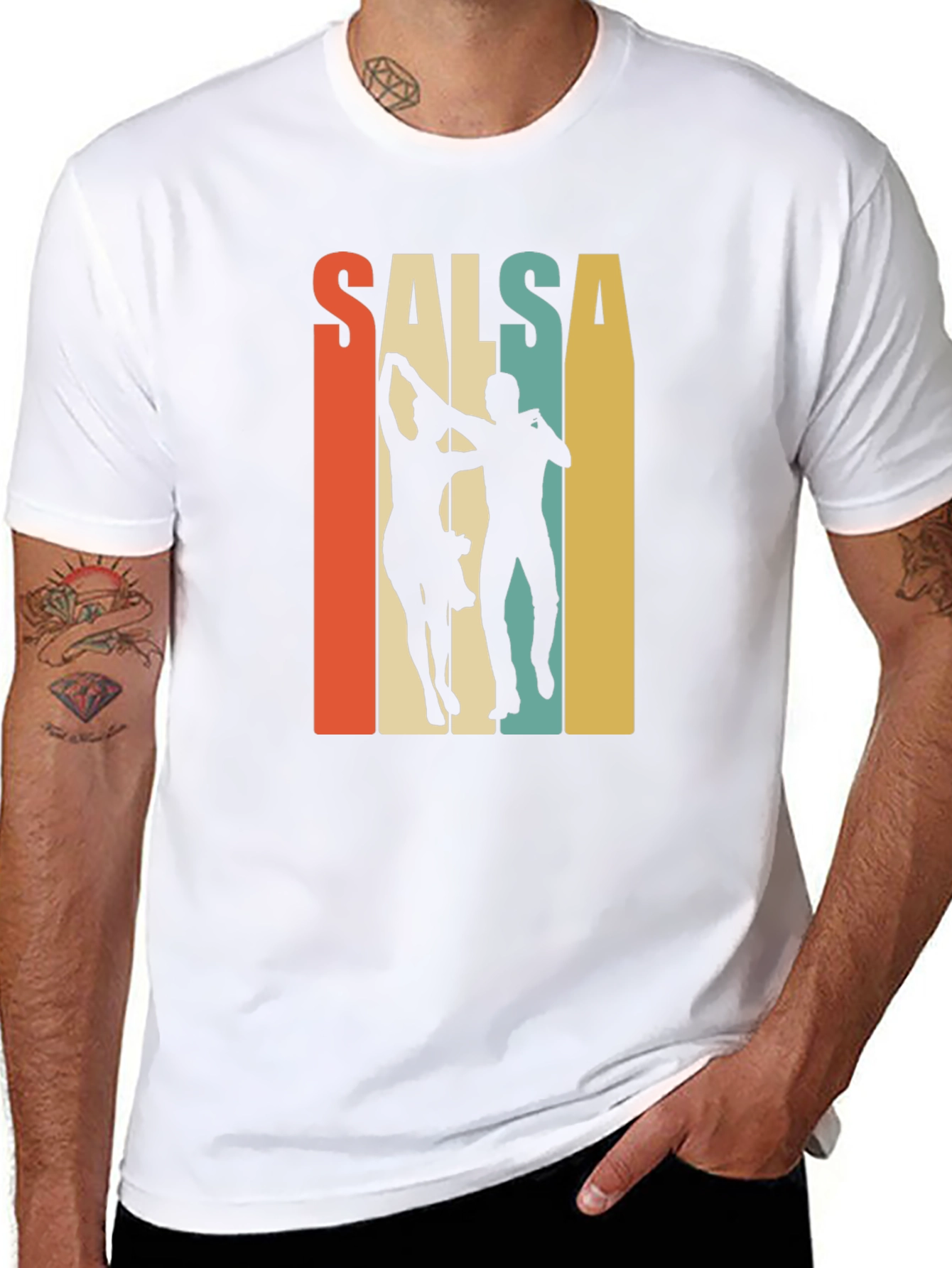 Black Salsa Dance Retro Graphic T-Shirt view 8