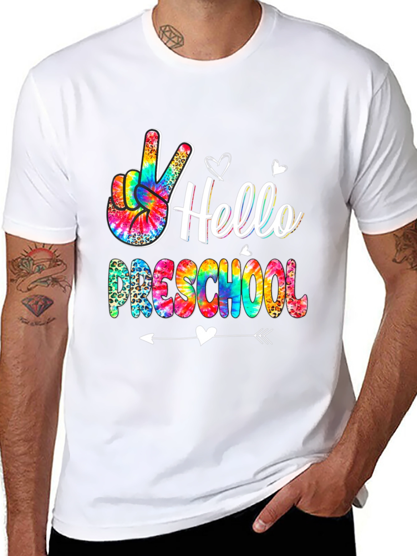 Black Hello Preschool Tie Dye Graphic Tee view 8