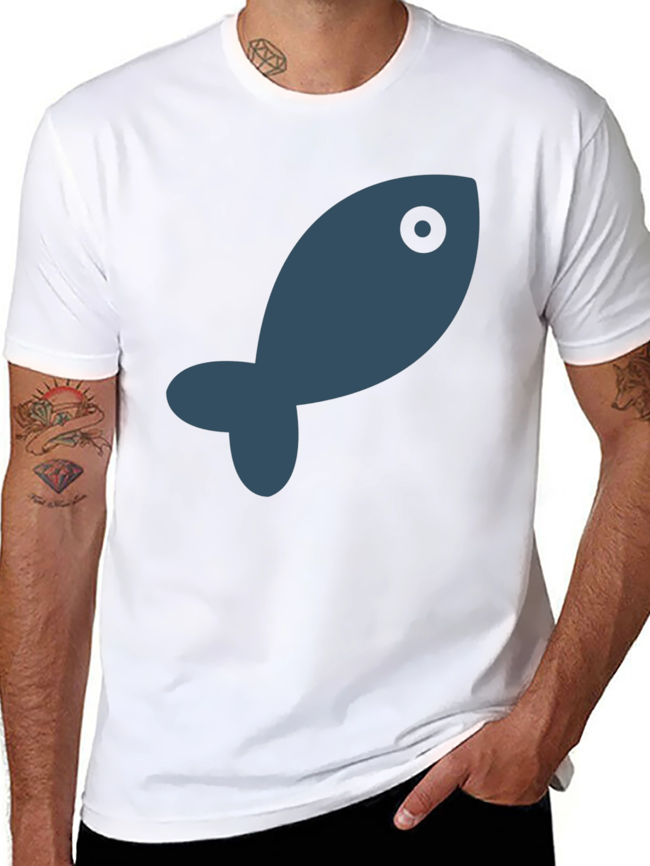 Cool Fish Graphic Black T-Shirt - 8