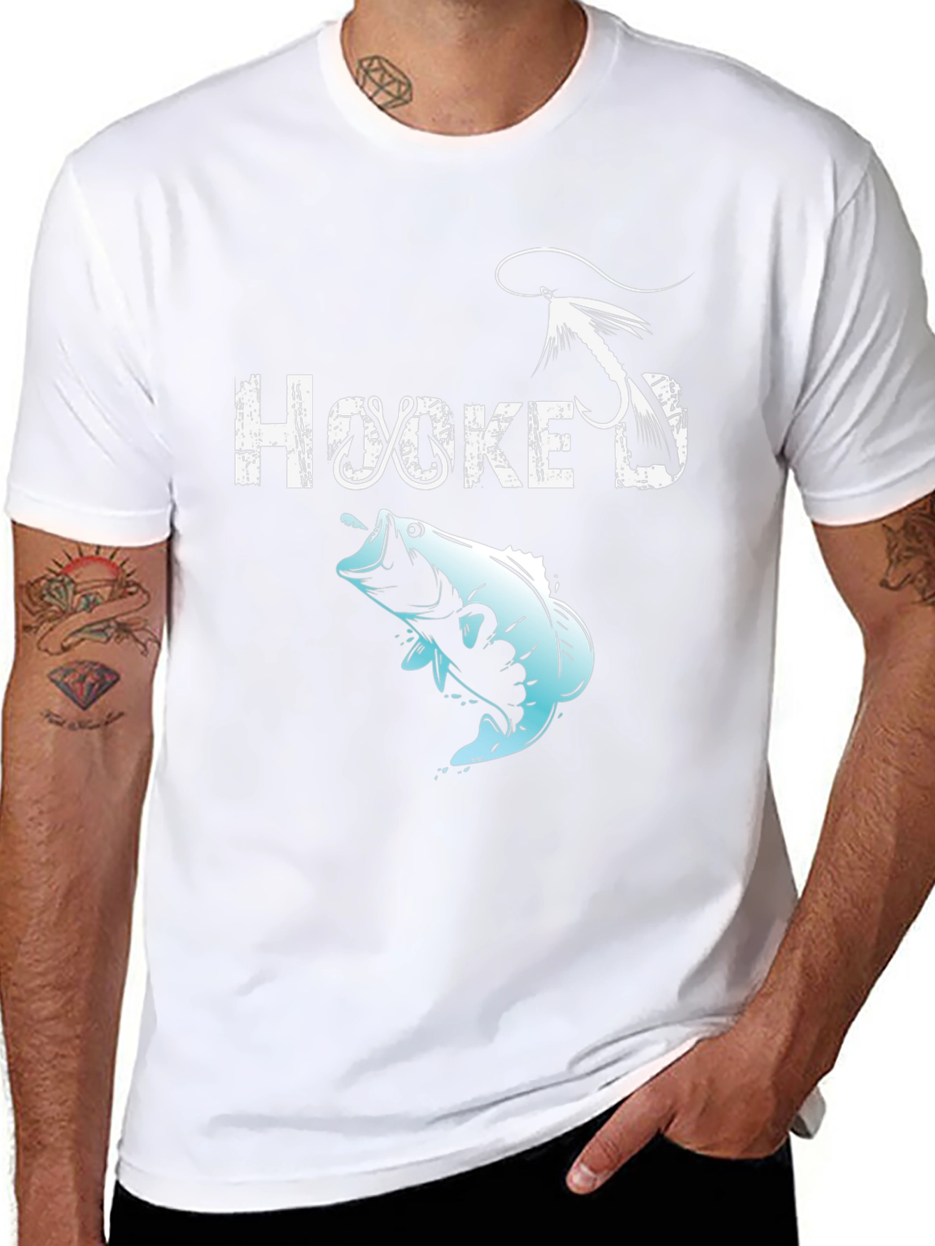 Black Hooked Fishing T-Shirt - Angler Gift view 8