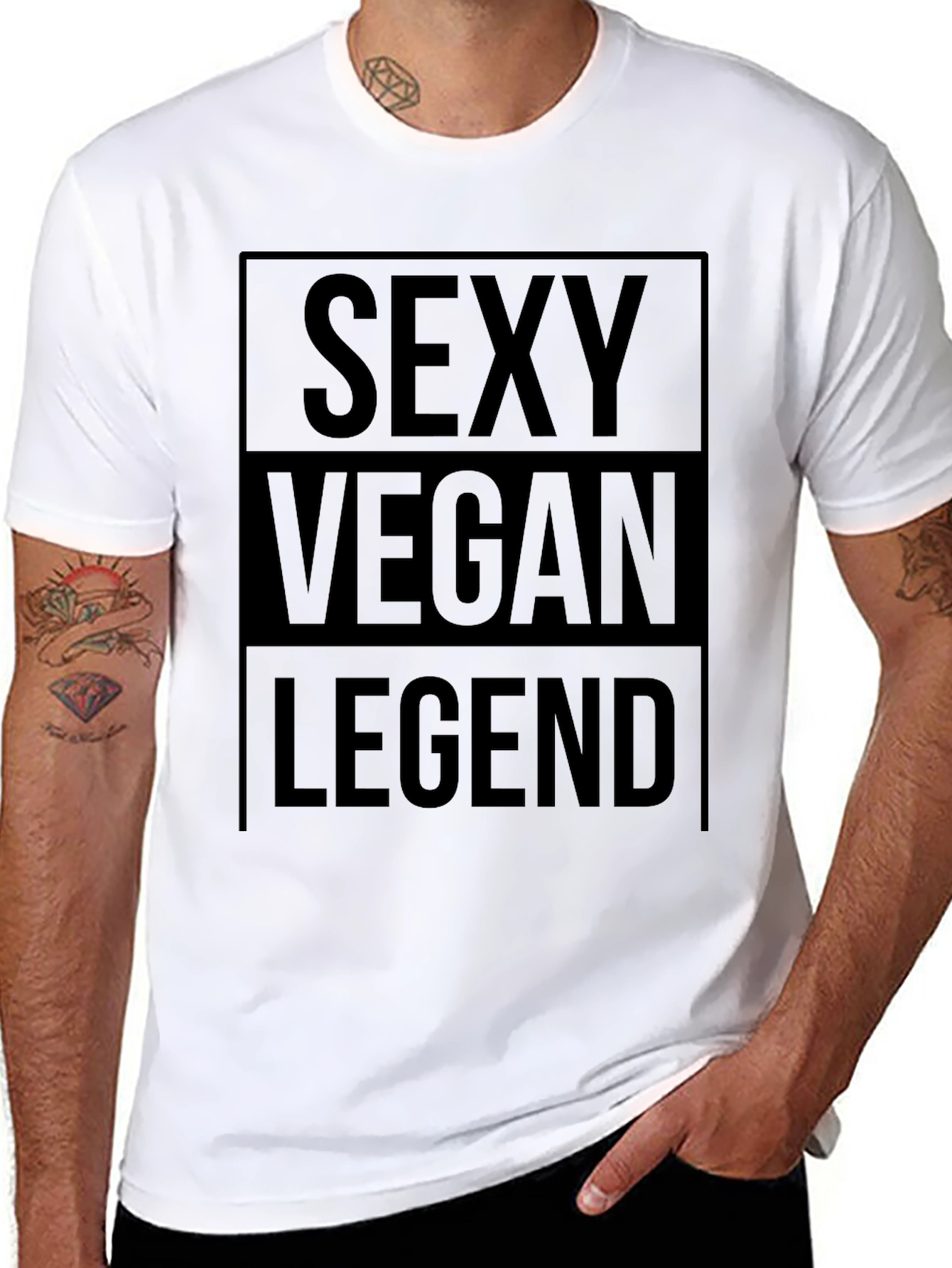Black Sexy Vegan Legend Graphic Tee - Unisex view 8