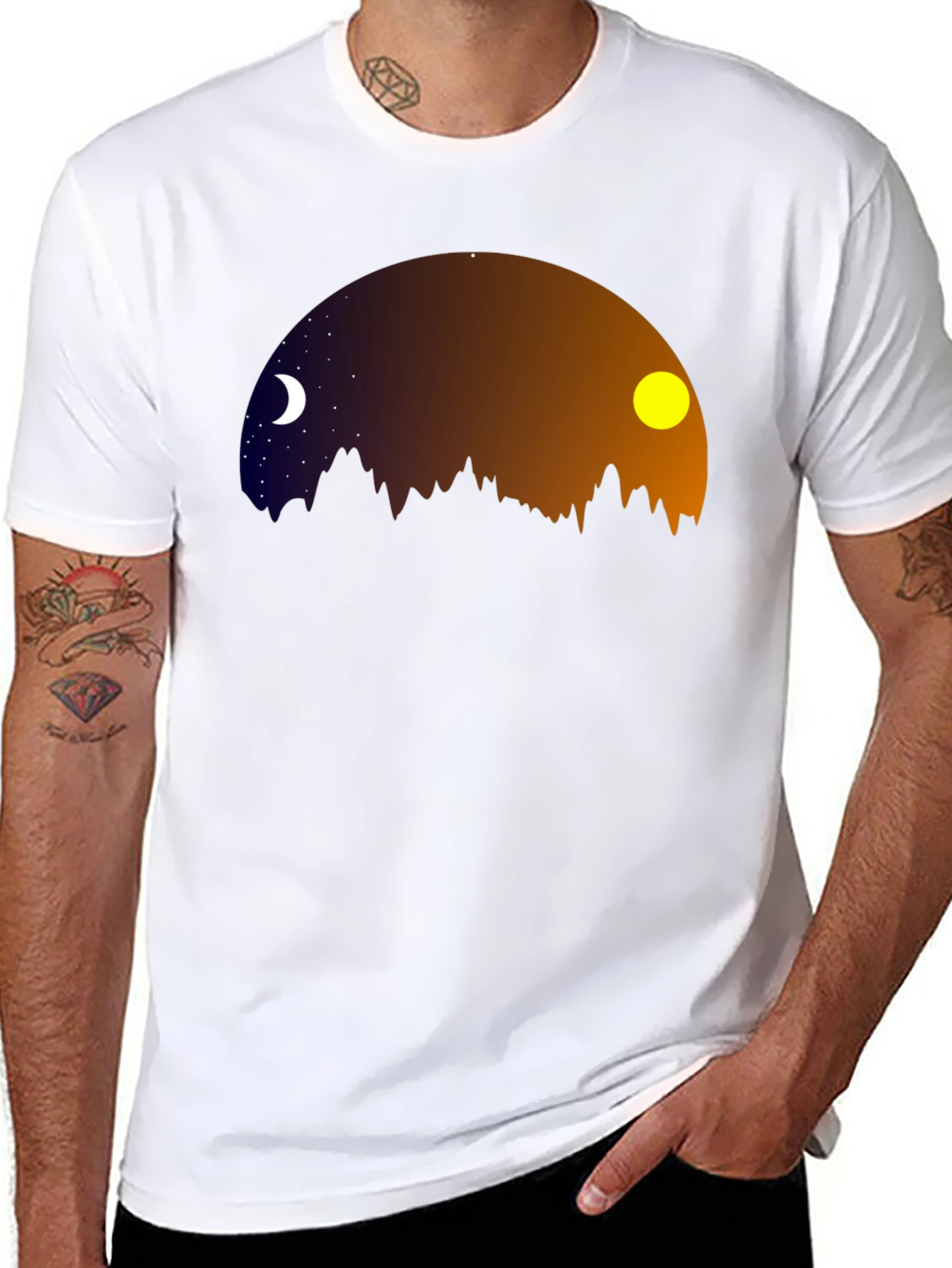 Black Night & Day Mountainscape Graphic Tee view 8