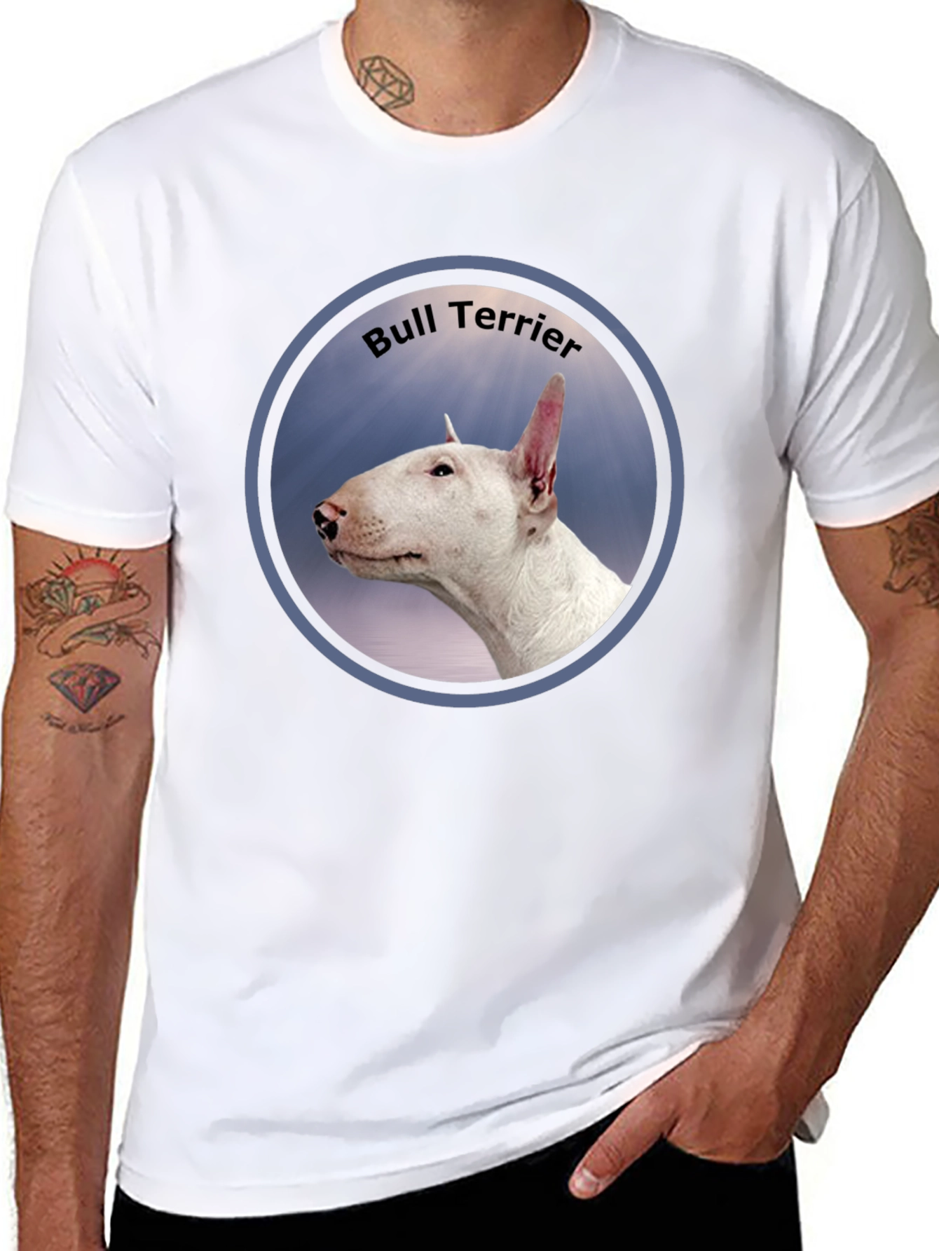 Black Bull Terrier Portrait Graphic T-Shirt view 8