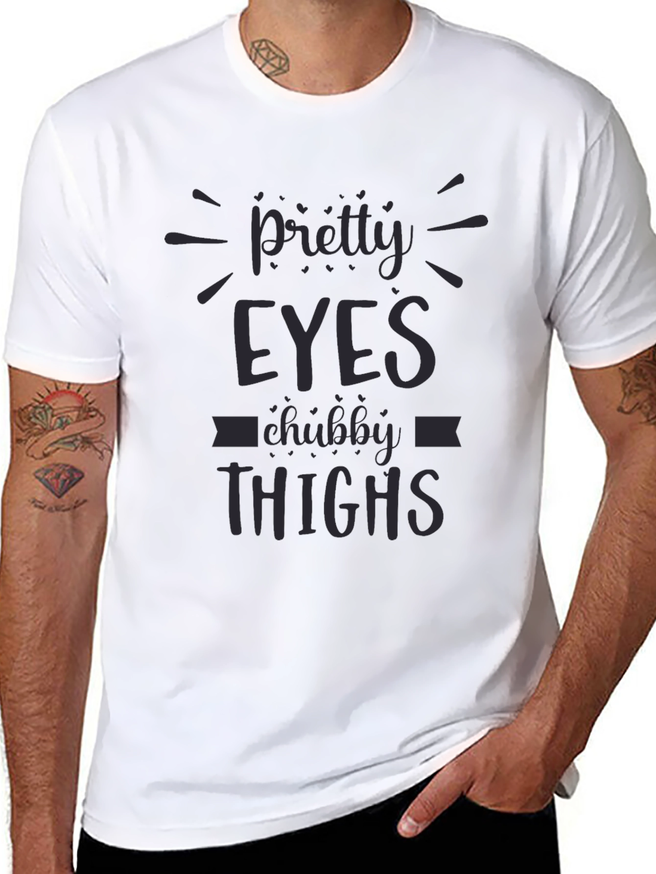 Black Pretty Eyes Chubby Thighs Graphic Tee - Unisex view 8