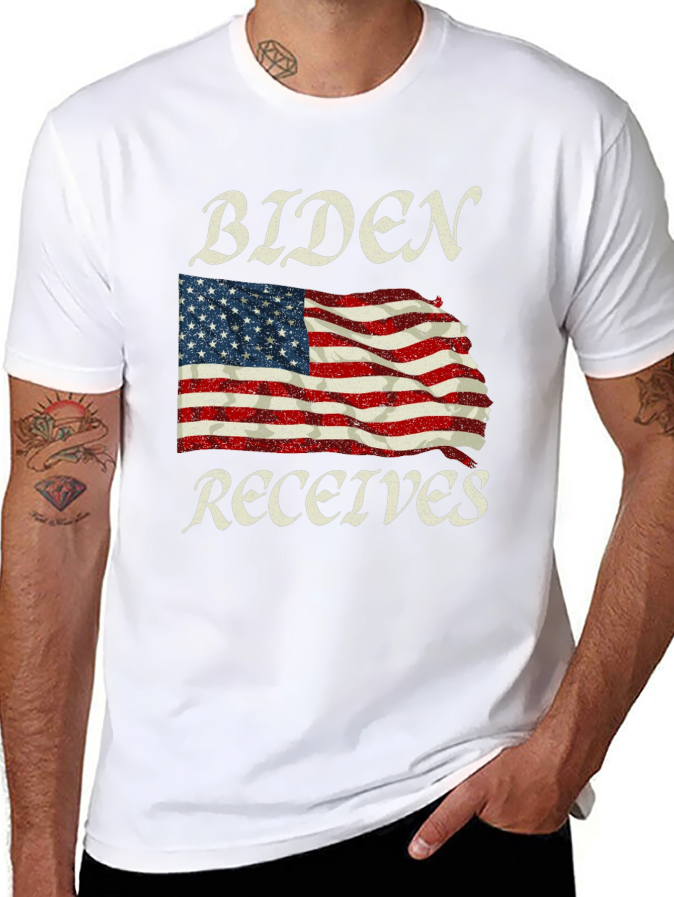 Black Biden Receives American Flag Graphic Tee view 8