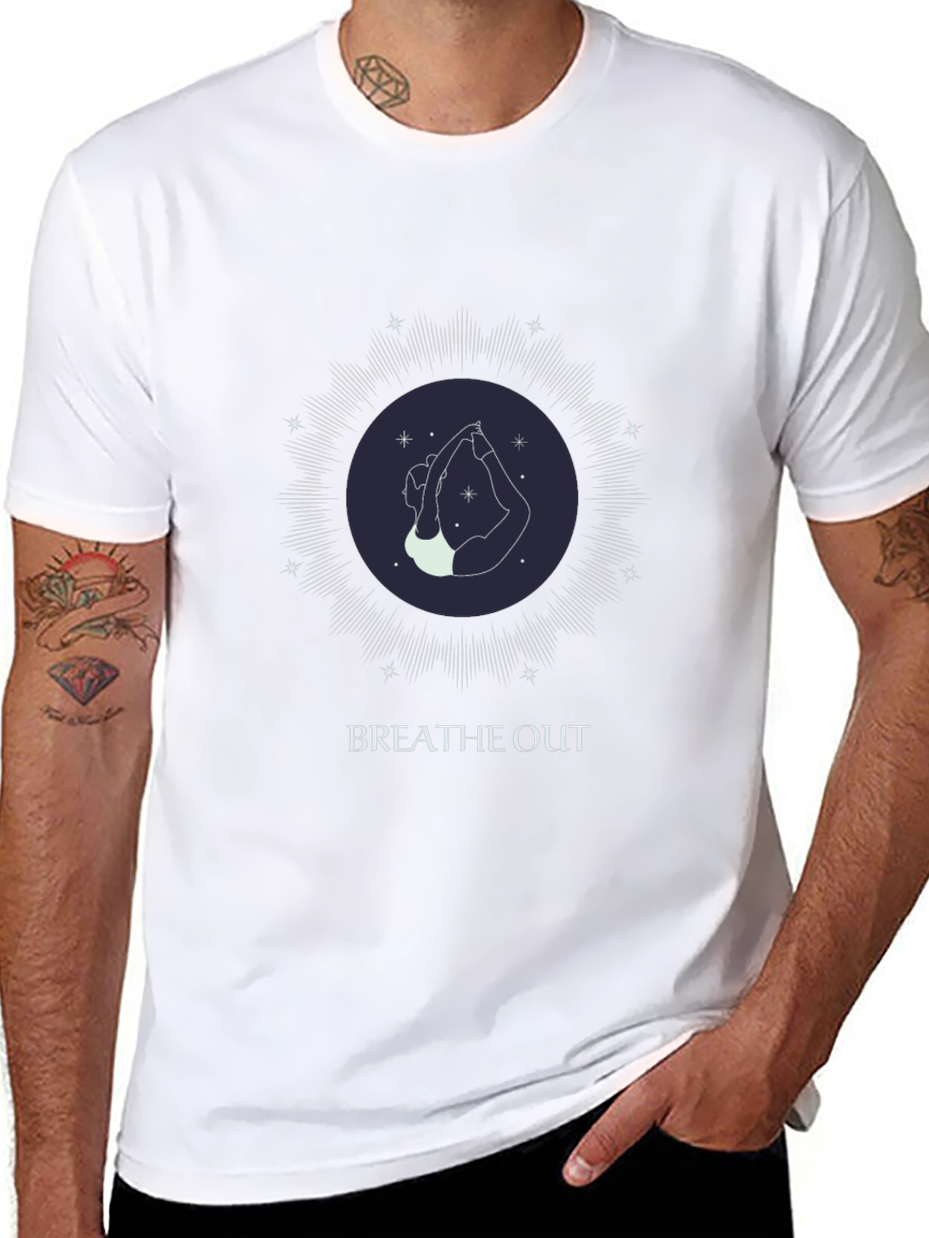 Black Breathe Out Yoga T-Shirt - Unisex Graphic Tee view 8