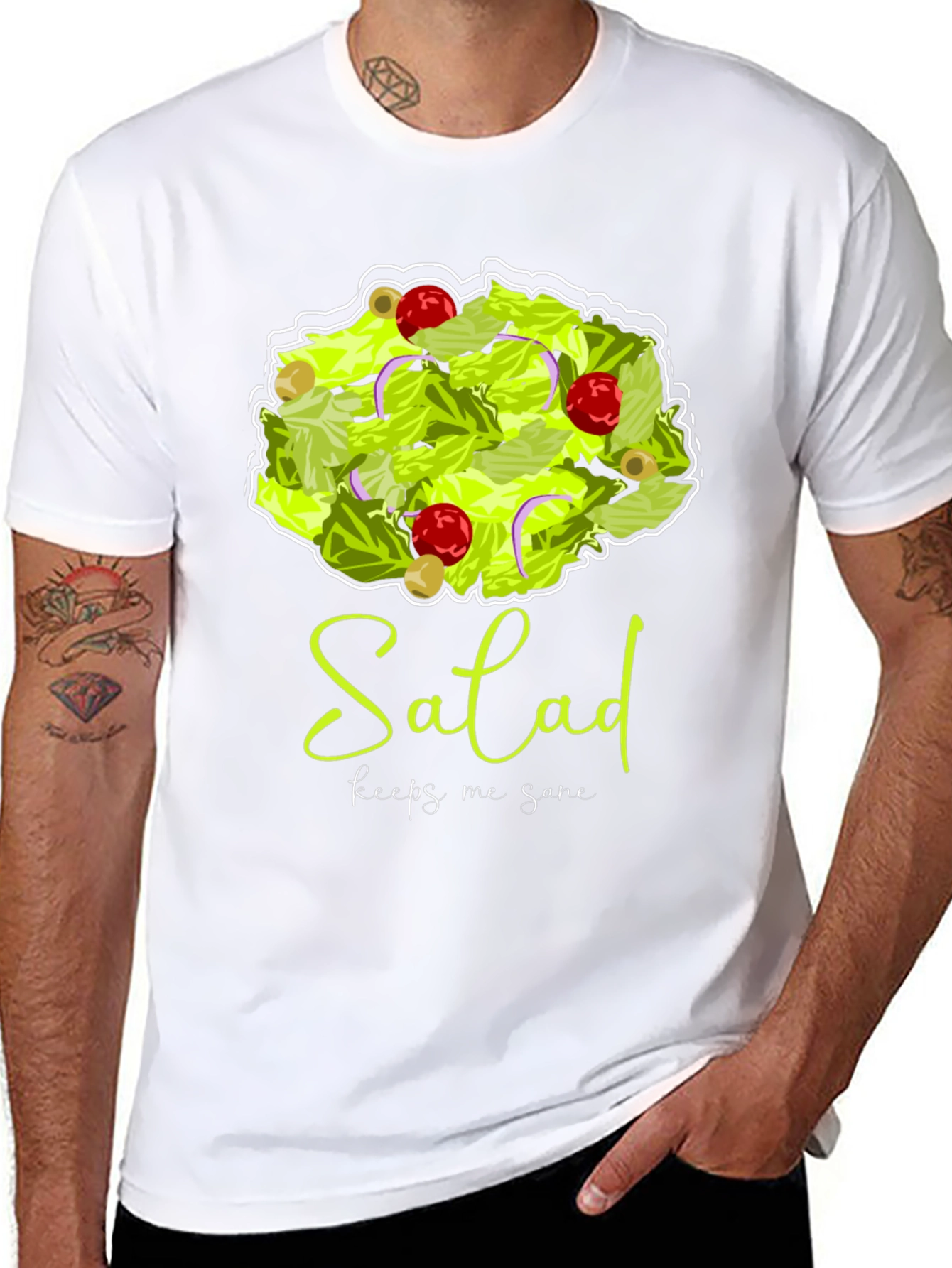 Black Salad Keeps Me Sane Graphic T-Shirt view 8