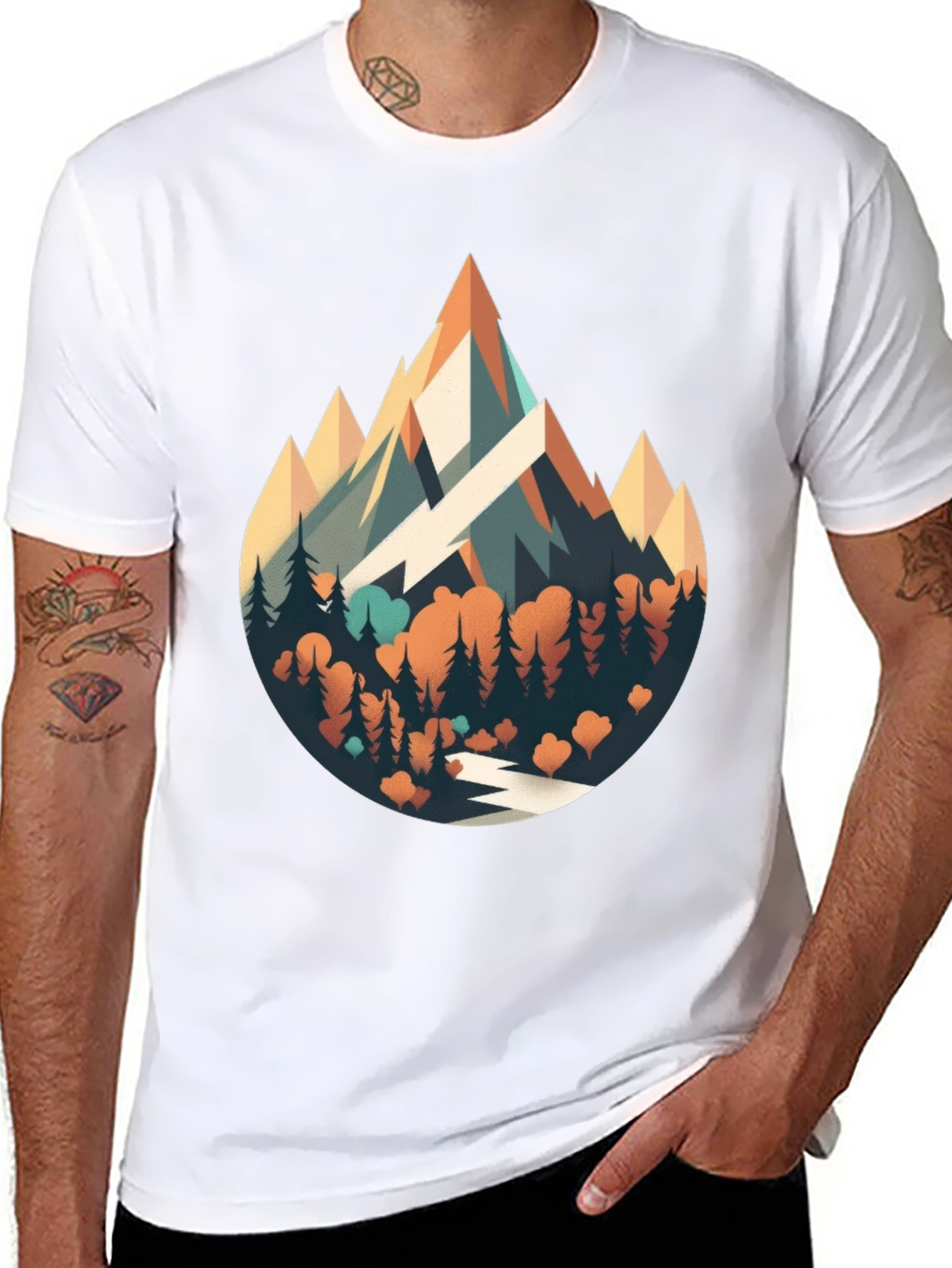 Black Mountainscape Graphic Tee - Nature Adventure Shirt view 8