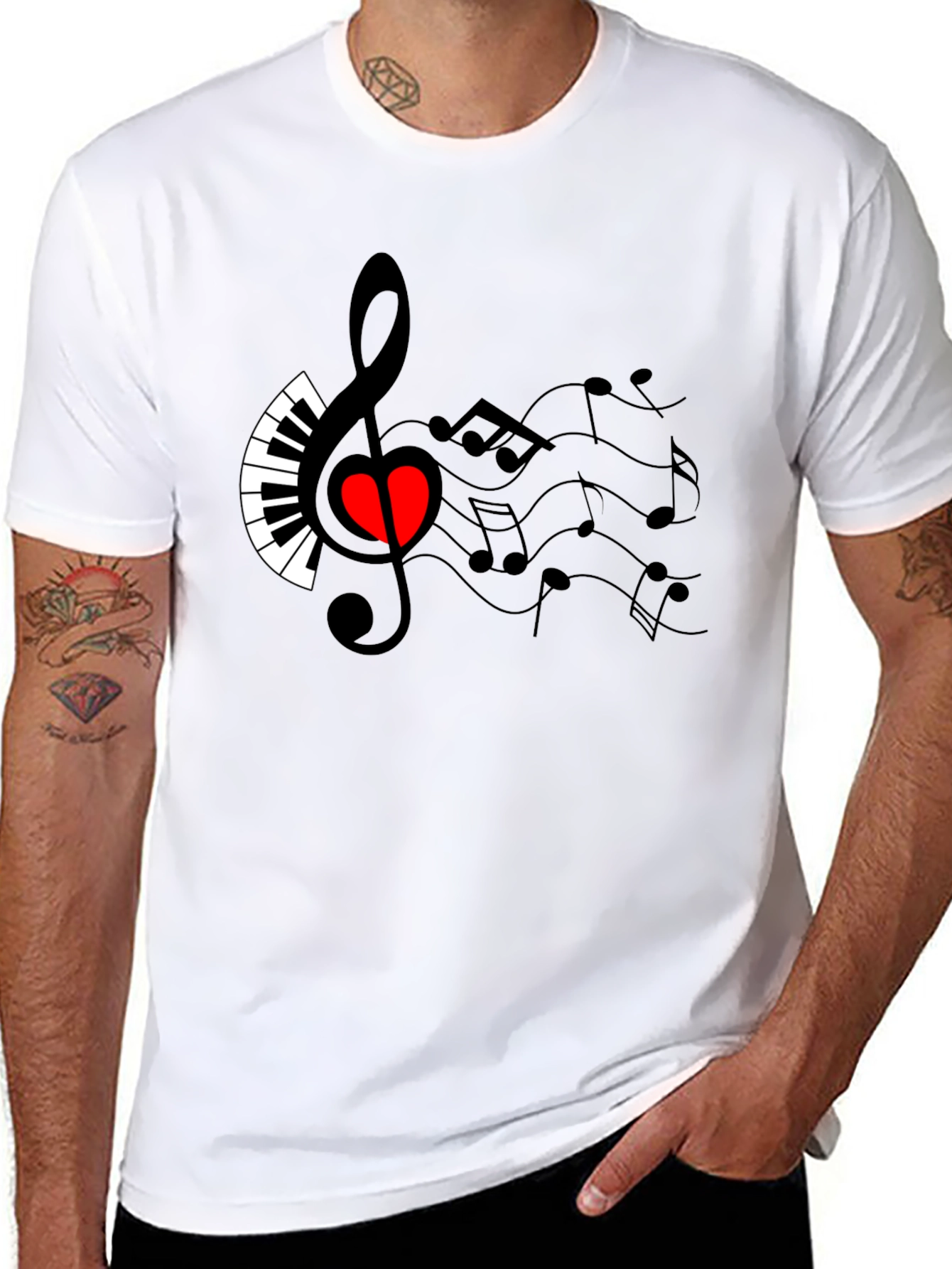 Black Musical Heart T-Shirt - Express Your Passion view 8