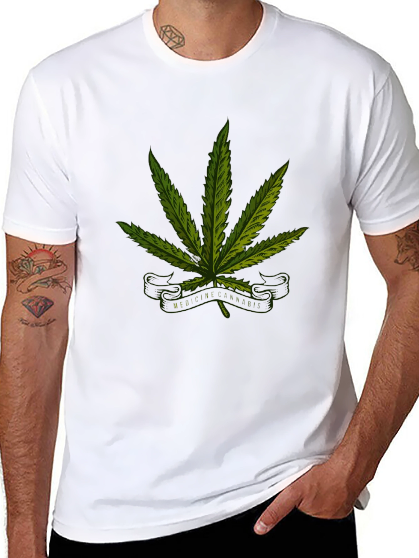 Black Cannabis Medicine Graphic Black T-Shirt view 8